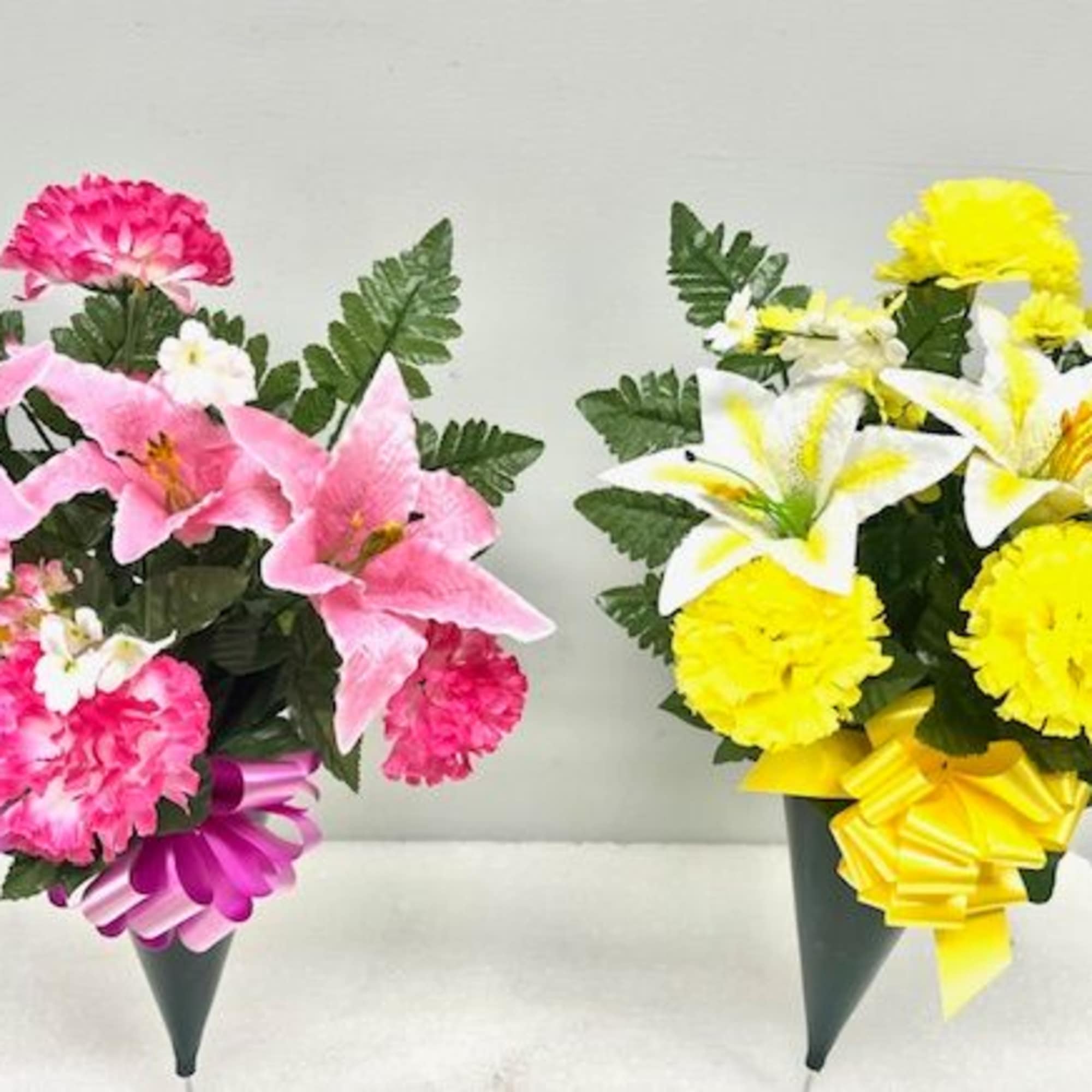  Artificial Cemetery Flowers for Grave, Realistic Grave Flowers Memorial Flowers for