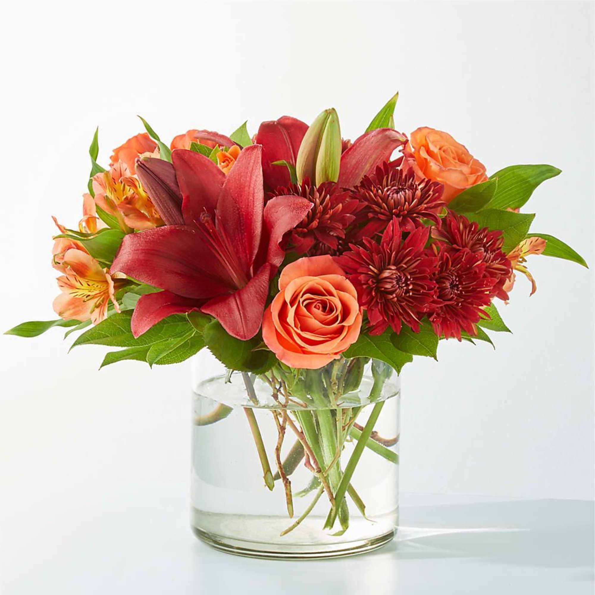Capturing the colors of fall foliage, the Crimson Leaves Bouquet is an