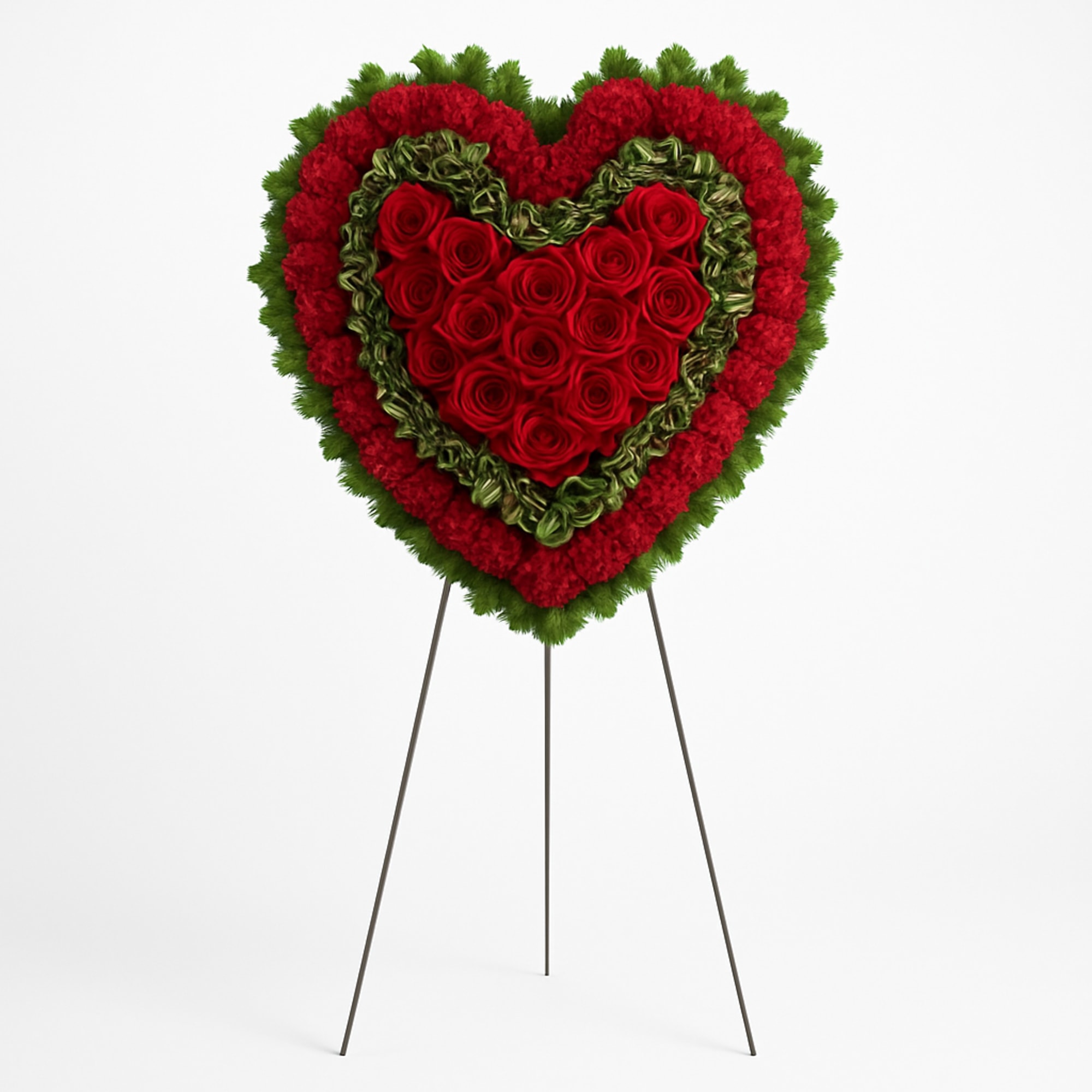 Remember a loved one&#039;s generous heart with this red arrangement in a