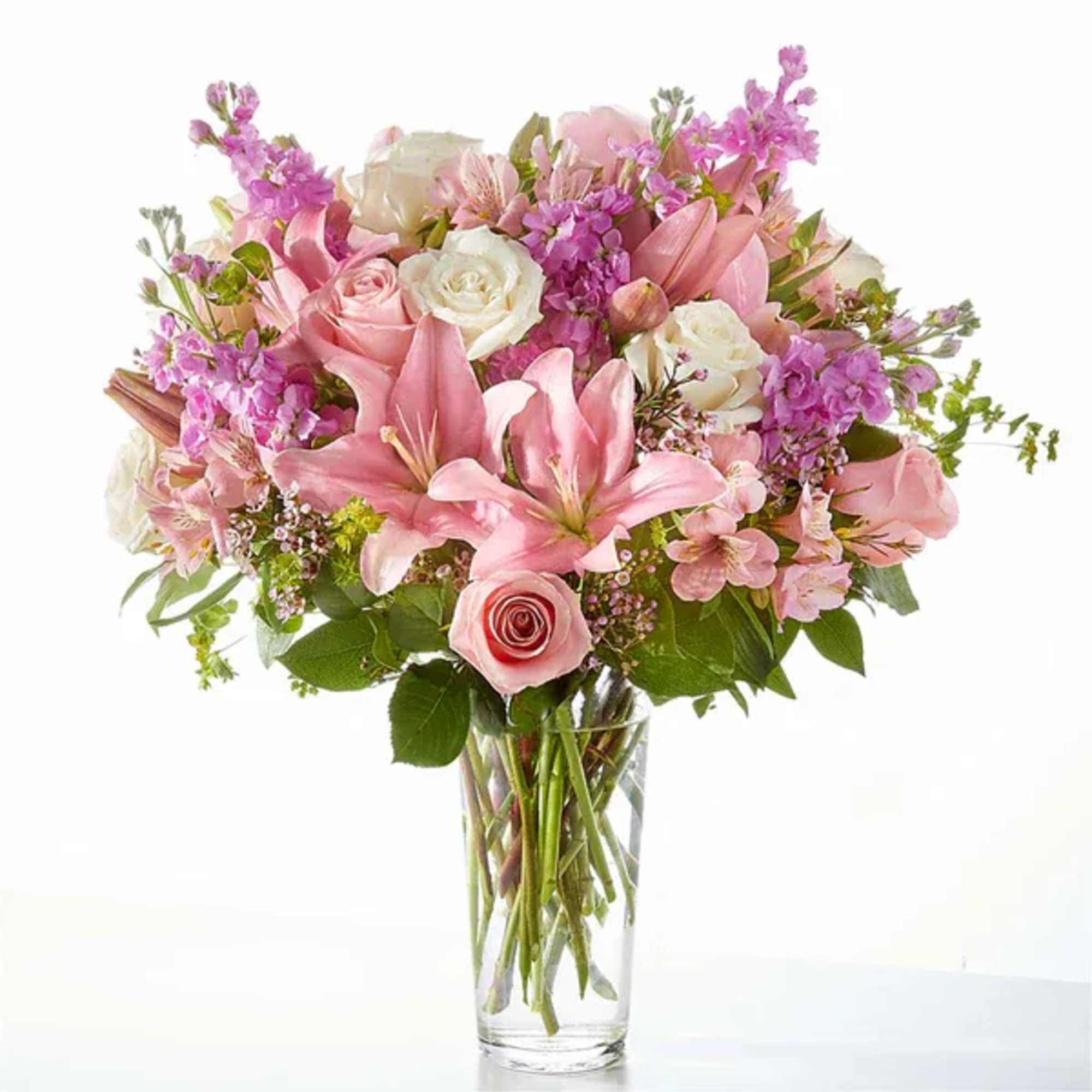 An absolutely heavenly display of pink and white florals to take their