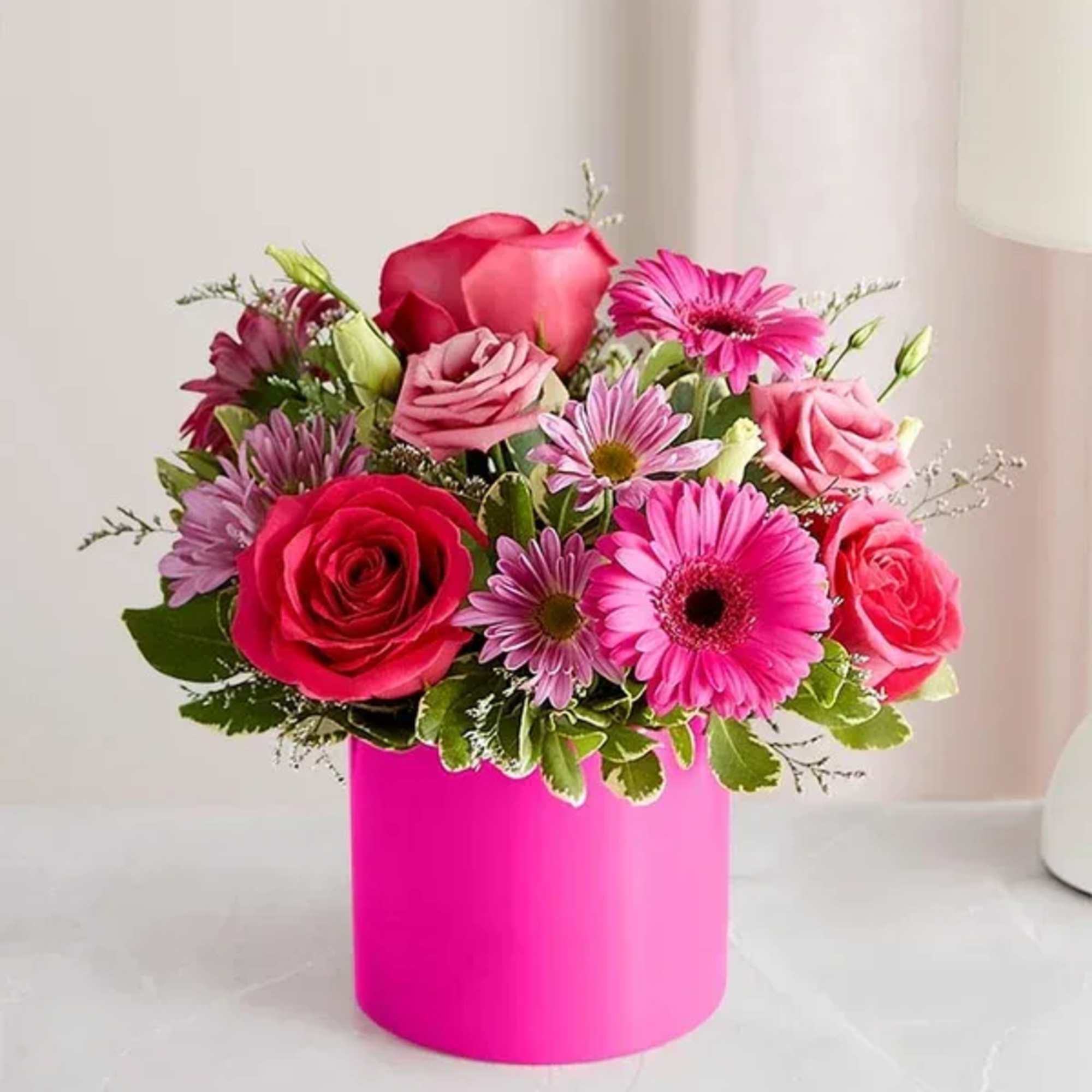 Think pink&rdquo; takes on new meaning with this vivacious bouquet, which comes