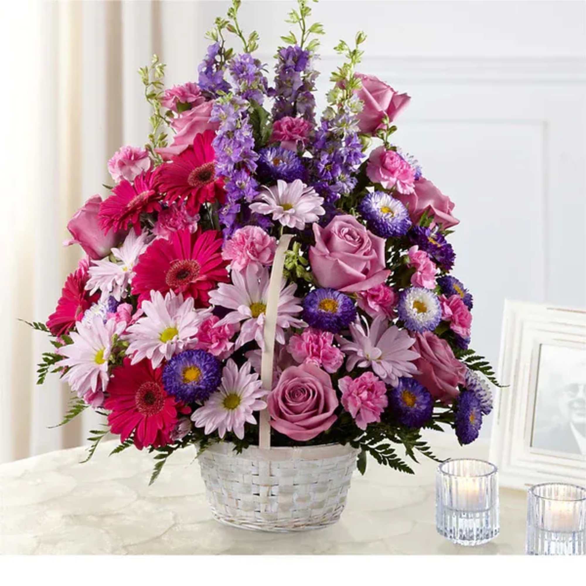 The Pastel Peace Basket is a sweet and simple way to offer