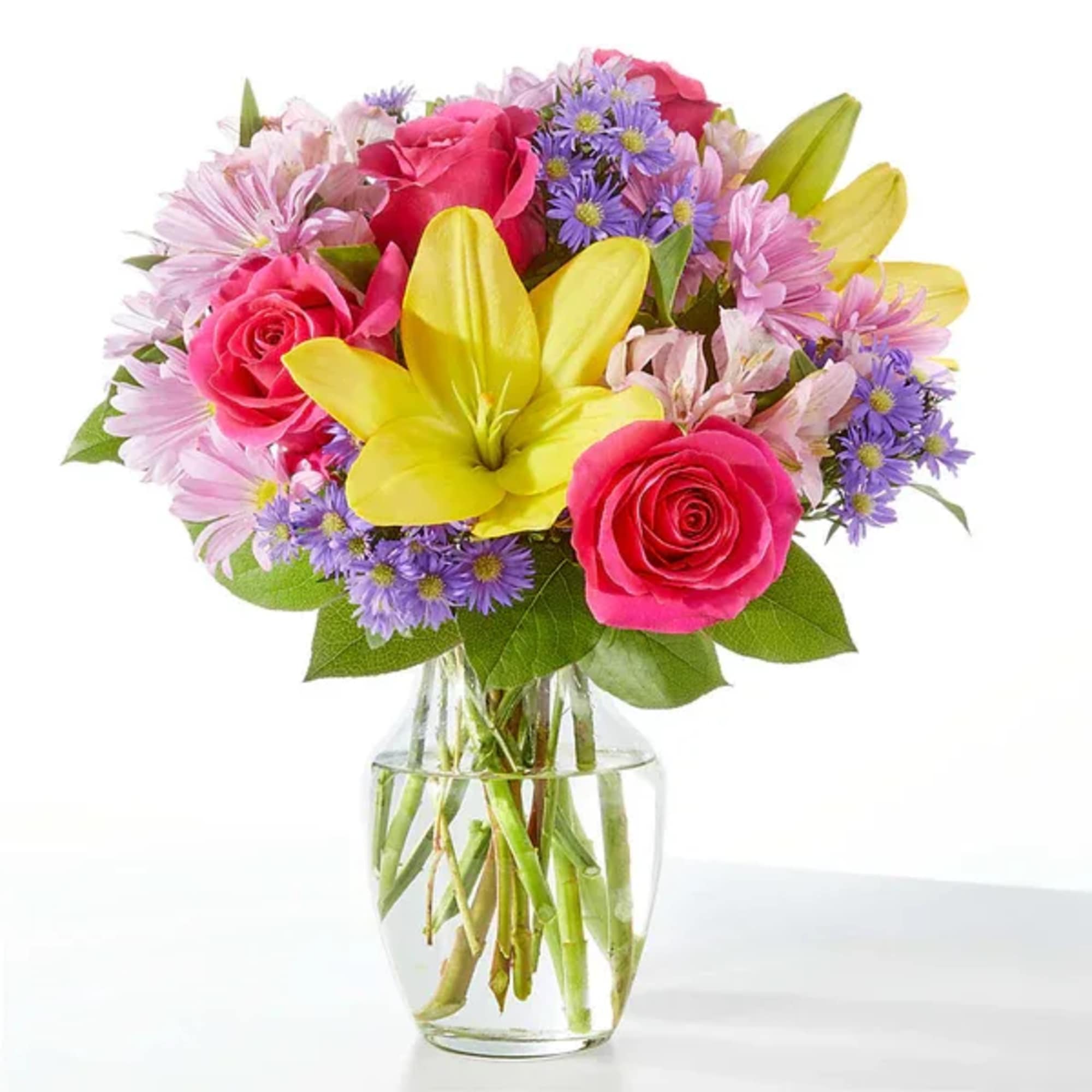 Let the celebrations begin with this colorful arrangement, fun for a birthday