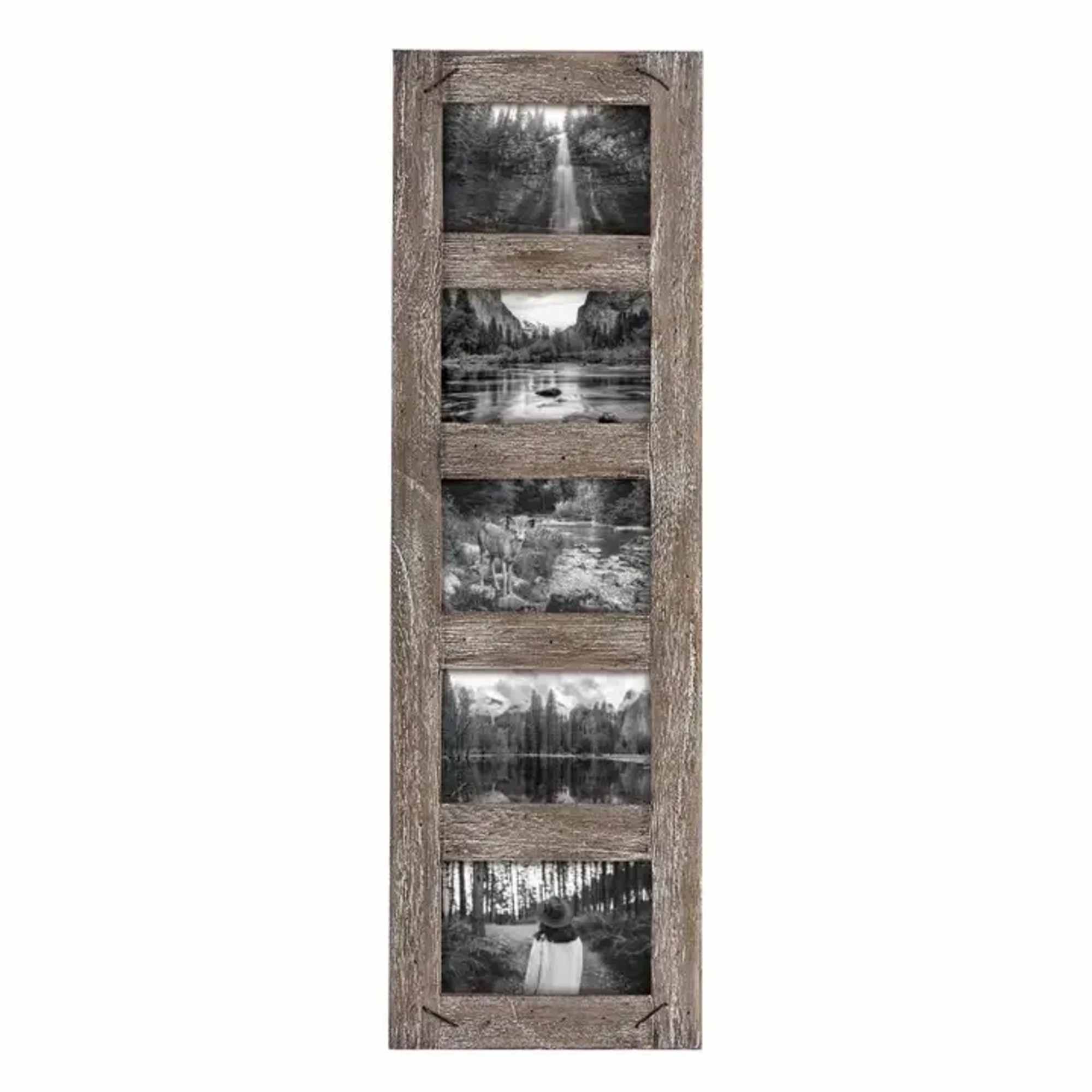 Display your cherished memories in rusticated style; distressed wood and nail accents