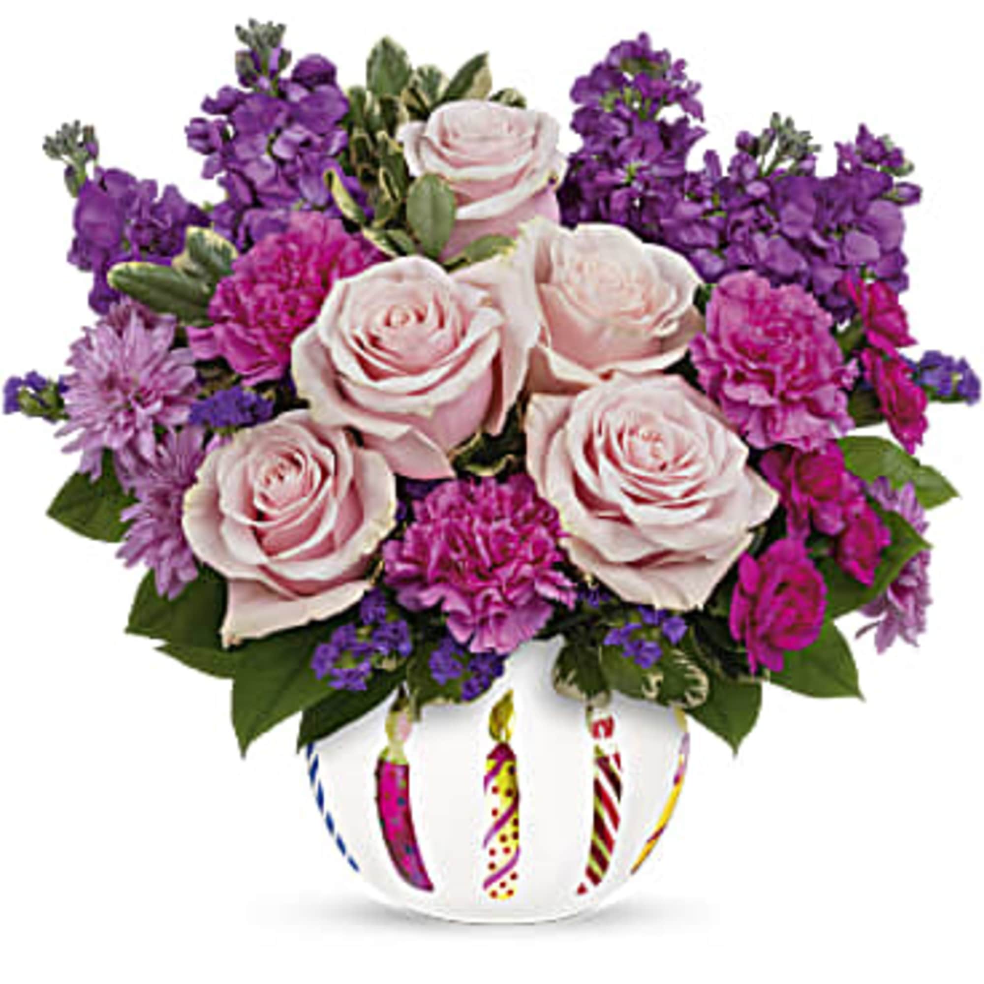Send extra special birthday greetings with this perfect pink bouquet! Its beautiful Send extra special birthday greetings with this perfect pink bouquet! Its beautiful
