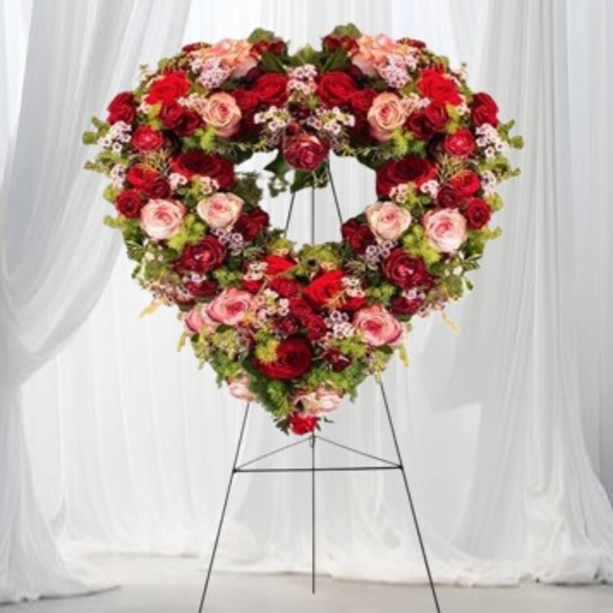 This majestic heart-shaped tribute is a heartfelt way to express your love.