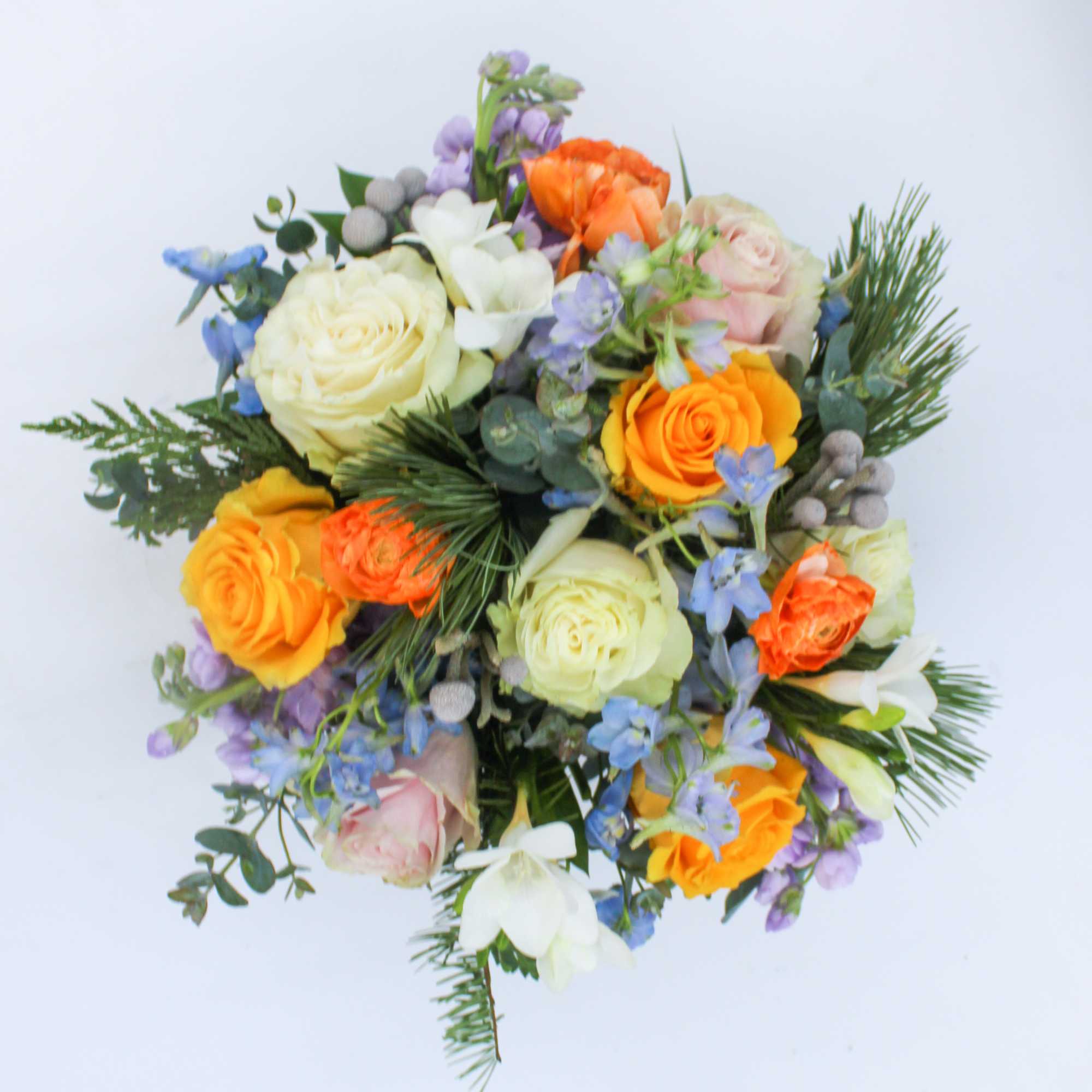 Apres Ski is a colorful mix in a unique frosted glass vase