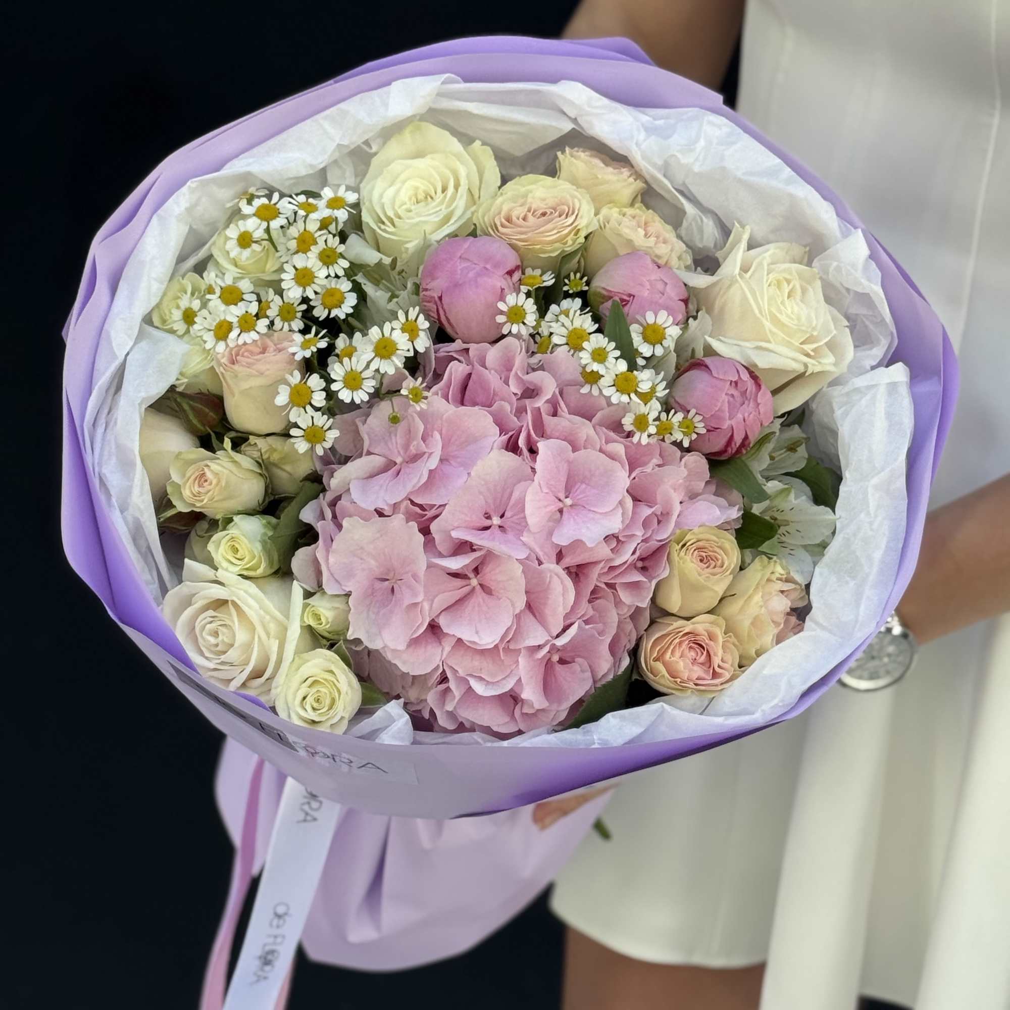 A gentle and dreamy bouquet that whispers elegance. Soft blush hydrangeas take