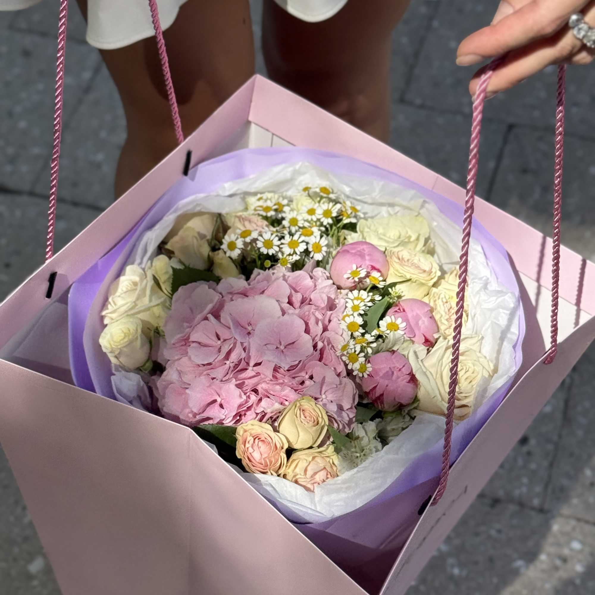 A gentle and dreamy bouquet that whispers elegance. Soft blush hydrangeas take