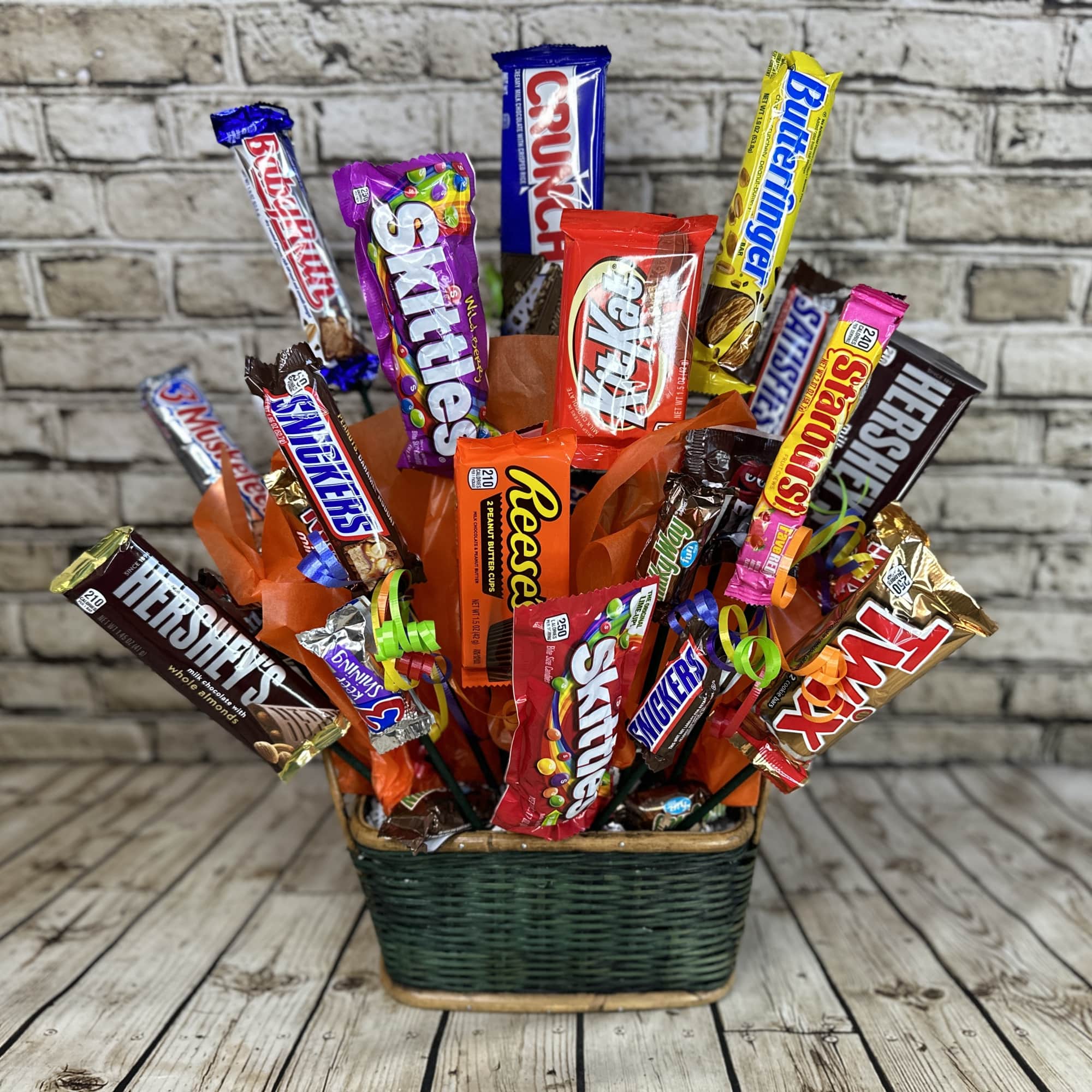 This delightful candy bouquet is a playful fusion of color and sweetness
