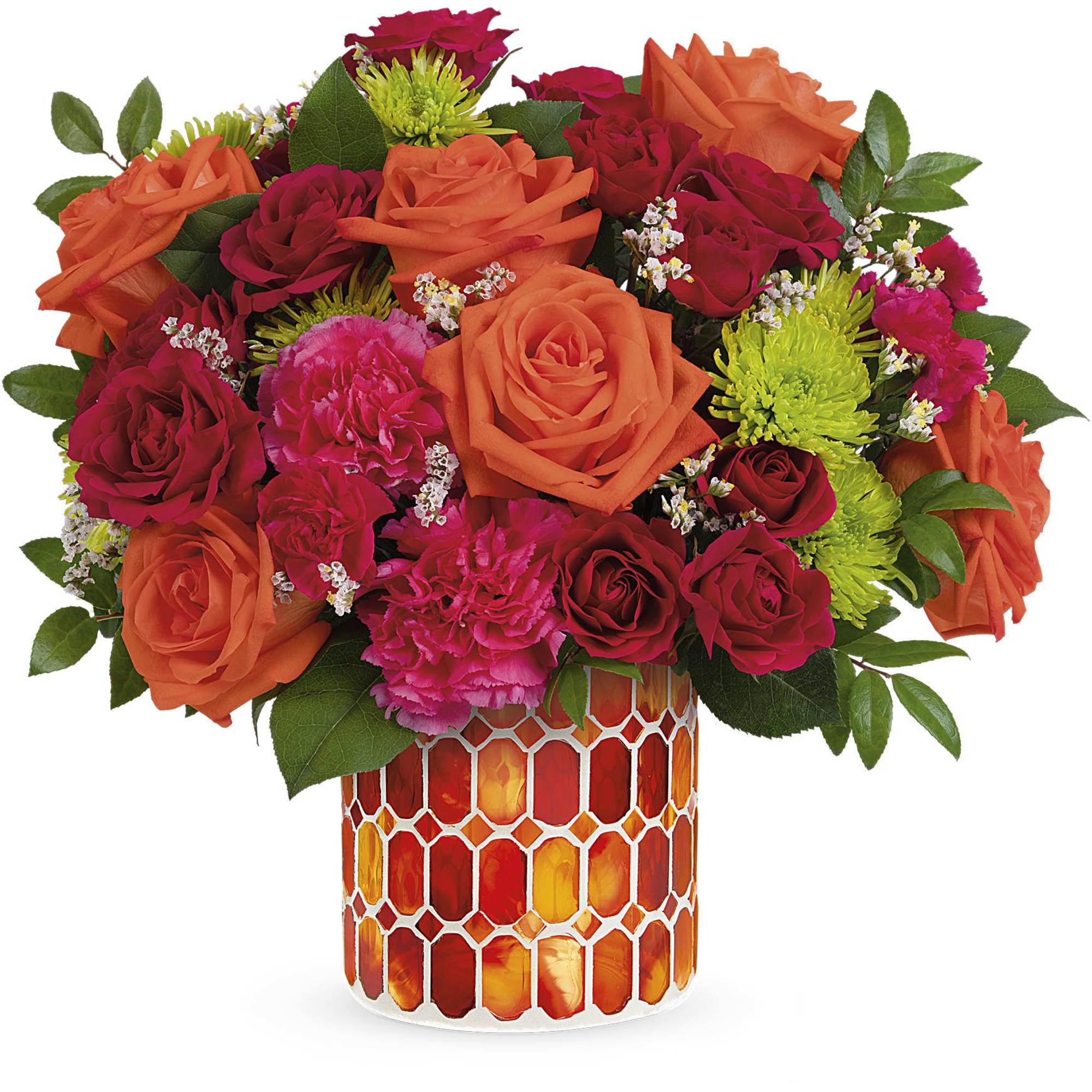A dreamy dose of happiness, this beautiful orange and pink bouquet looks