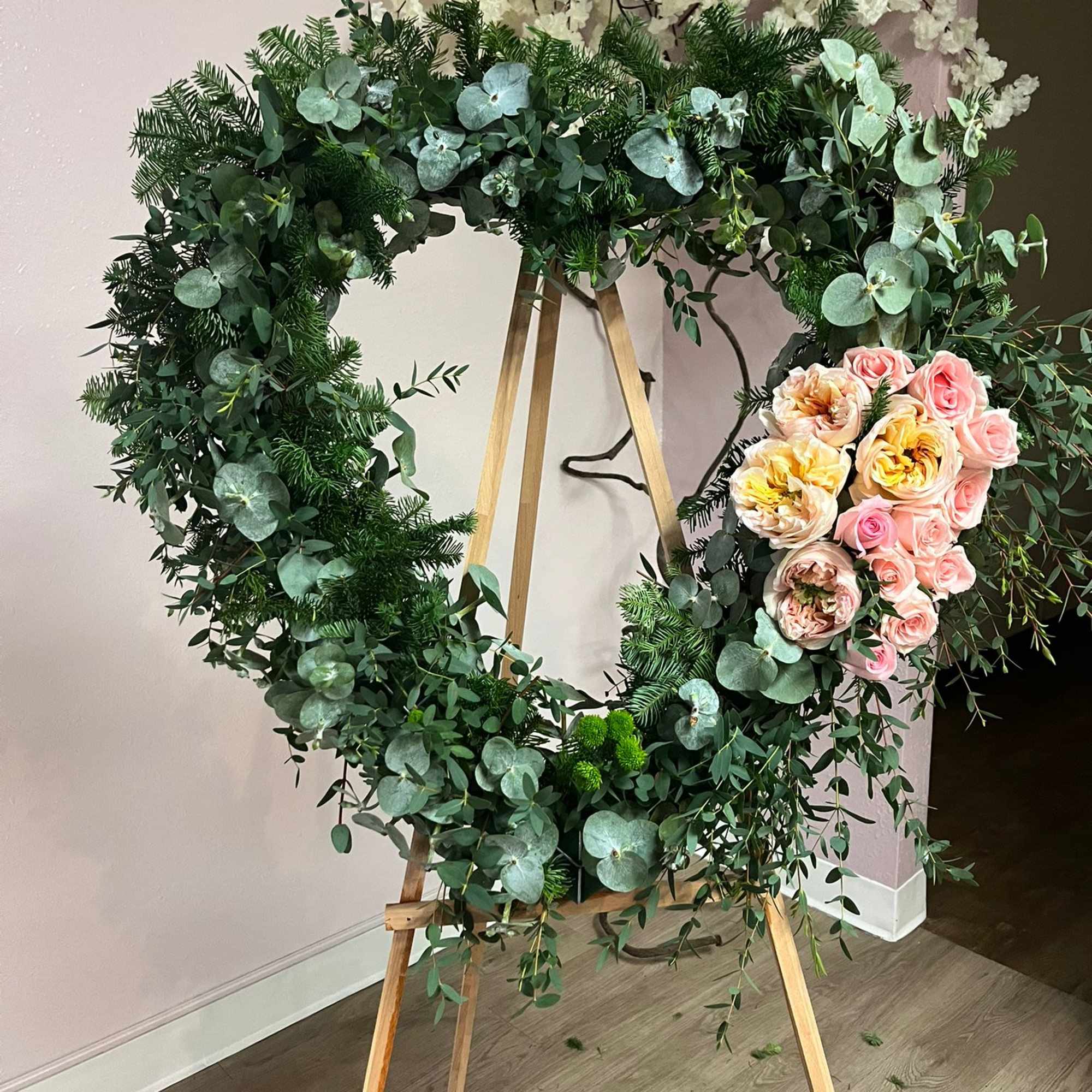 &quot;A funeral heart of Garden Roses, carefully designed to convey elegance and