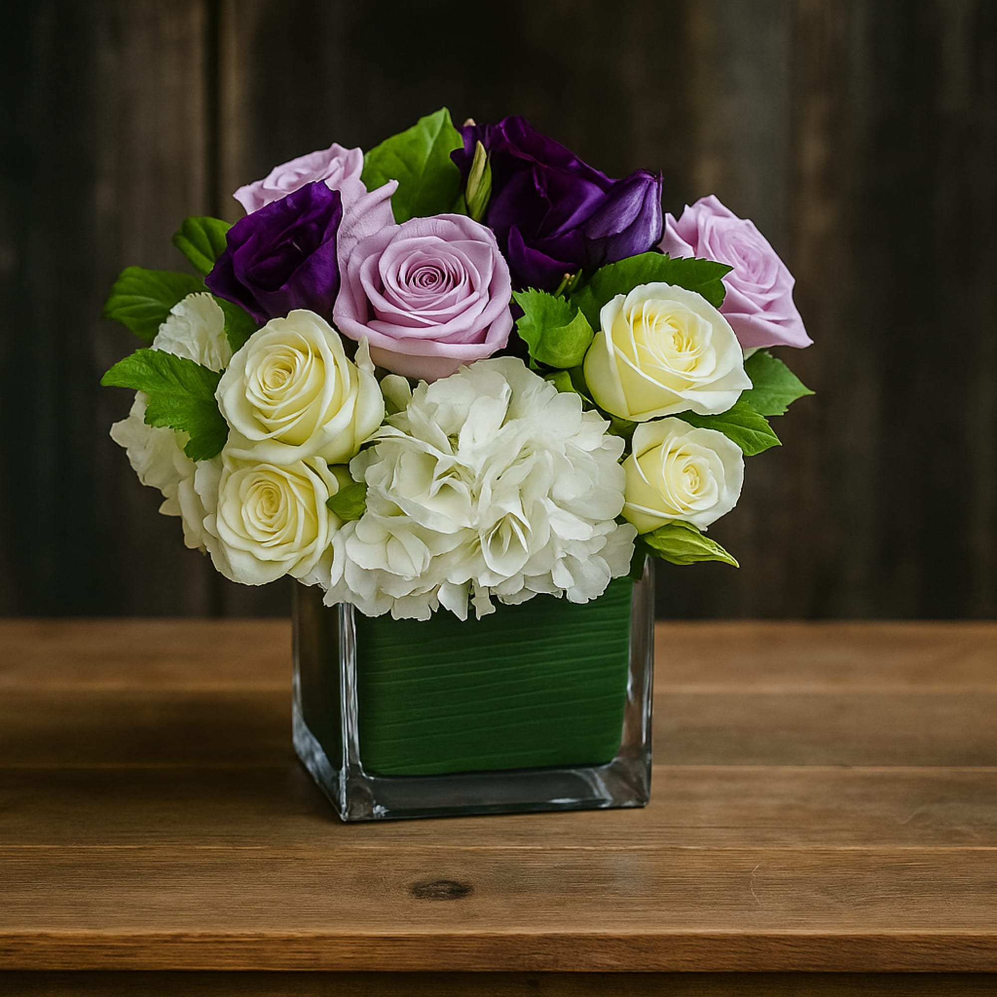 Lavender Charm is a breathtaking floral arrangement that blends soft romance with