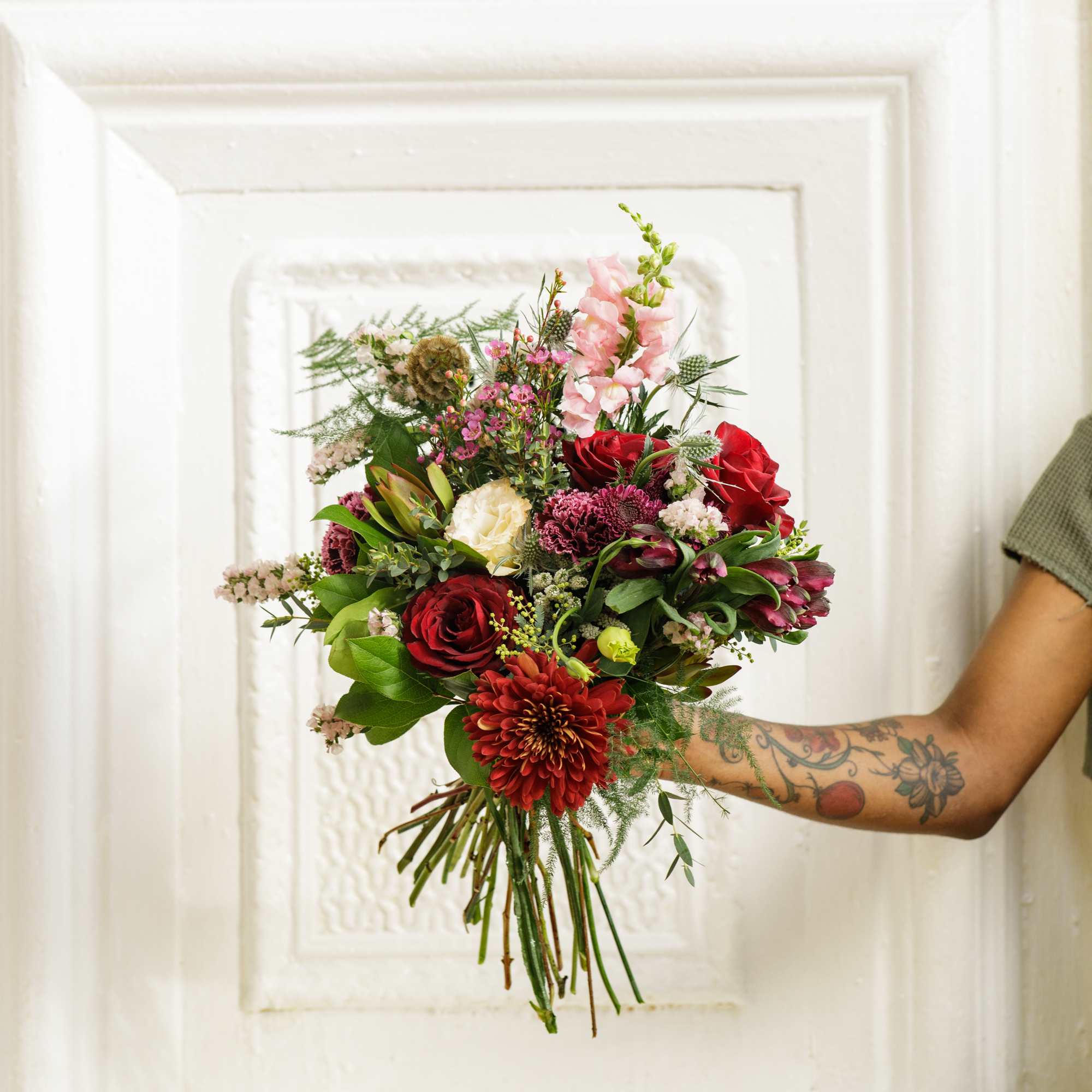 Gift them this fresh hand-tied bouquet, created using a mix of fragrant