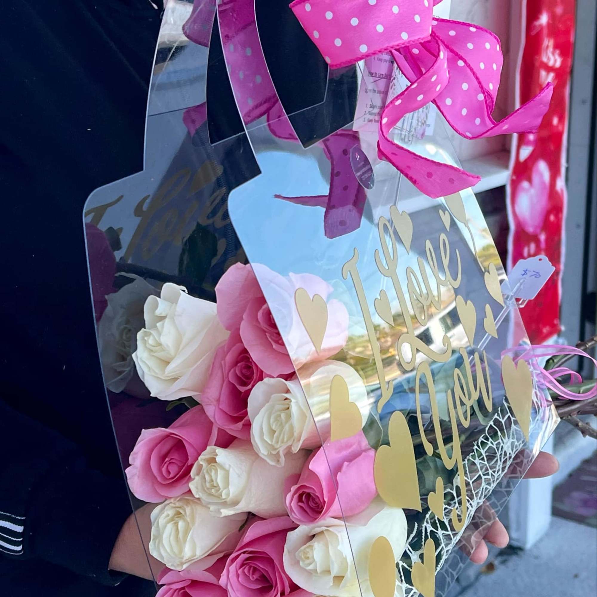 Express your love with our pink white roses bag , featuring fresh Express your love with our pink white roses bag , featuring fresh
