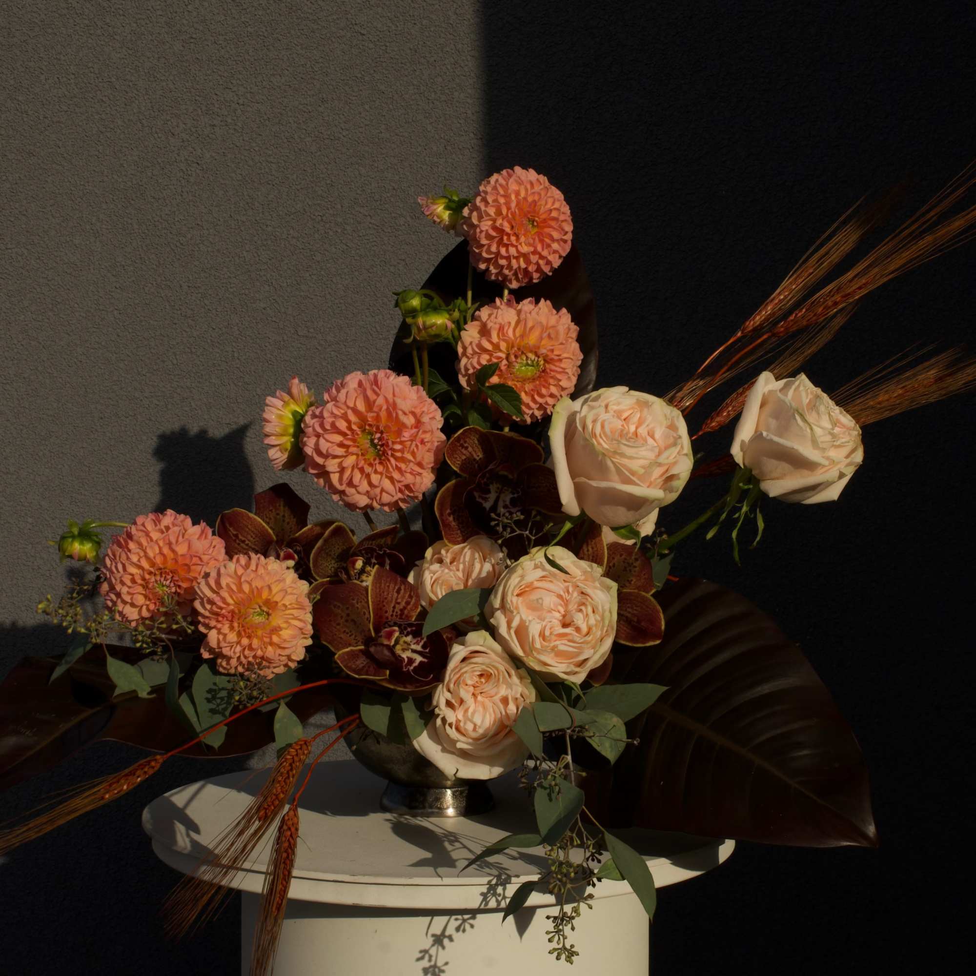Golden-toned blooms infused with rustic textures, reflecting the luxury of autumn light.