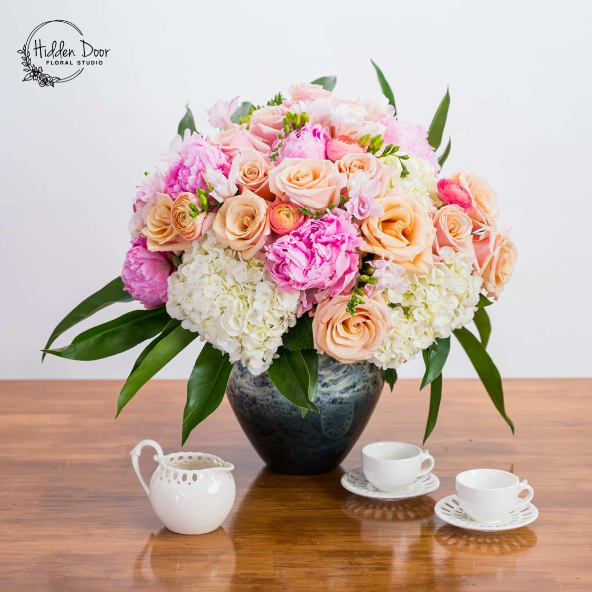 Beautiful, romantic floral arrangement fit for a princess. 