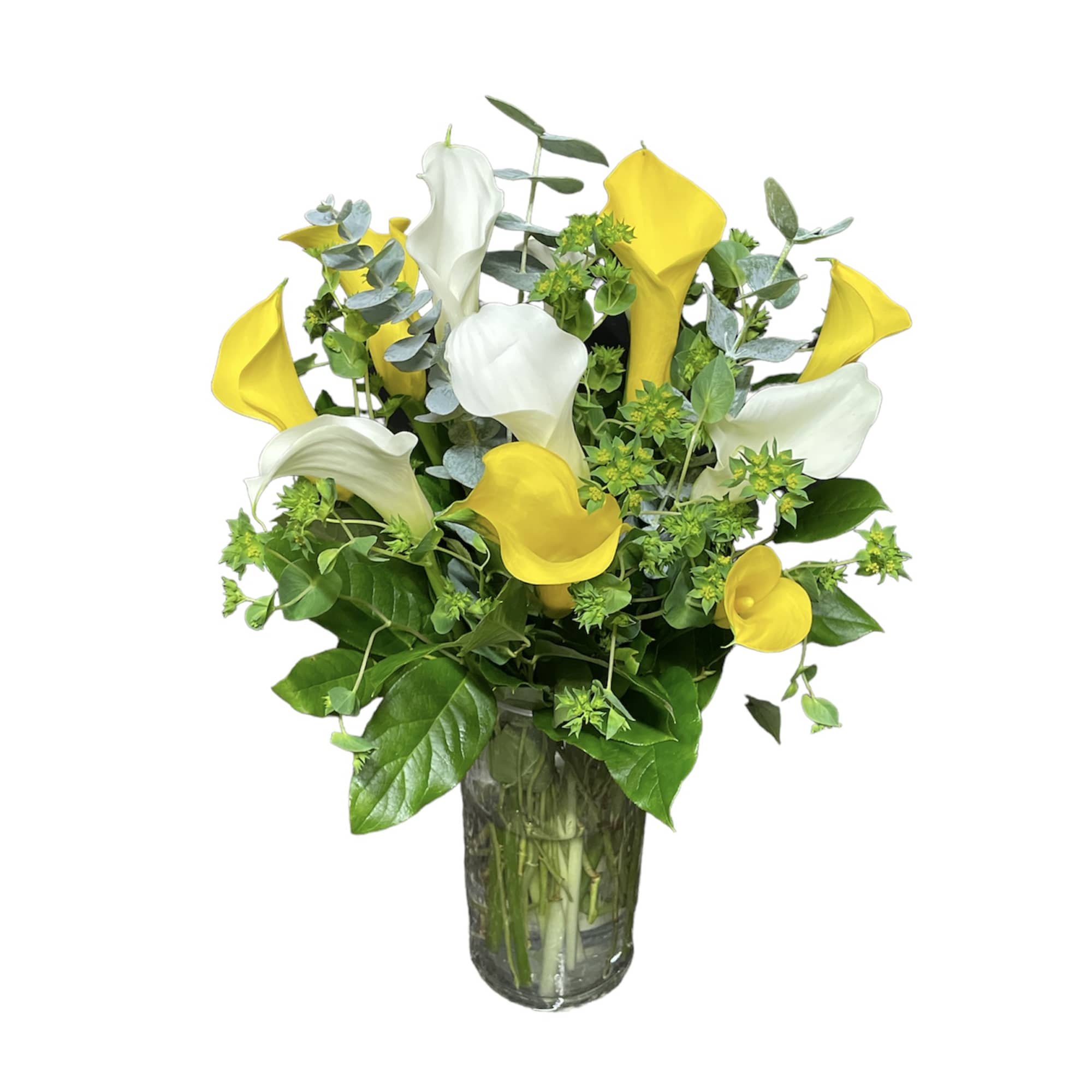 A beautiful arrangement with mixed or calla lilies 