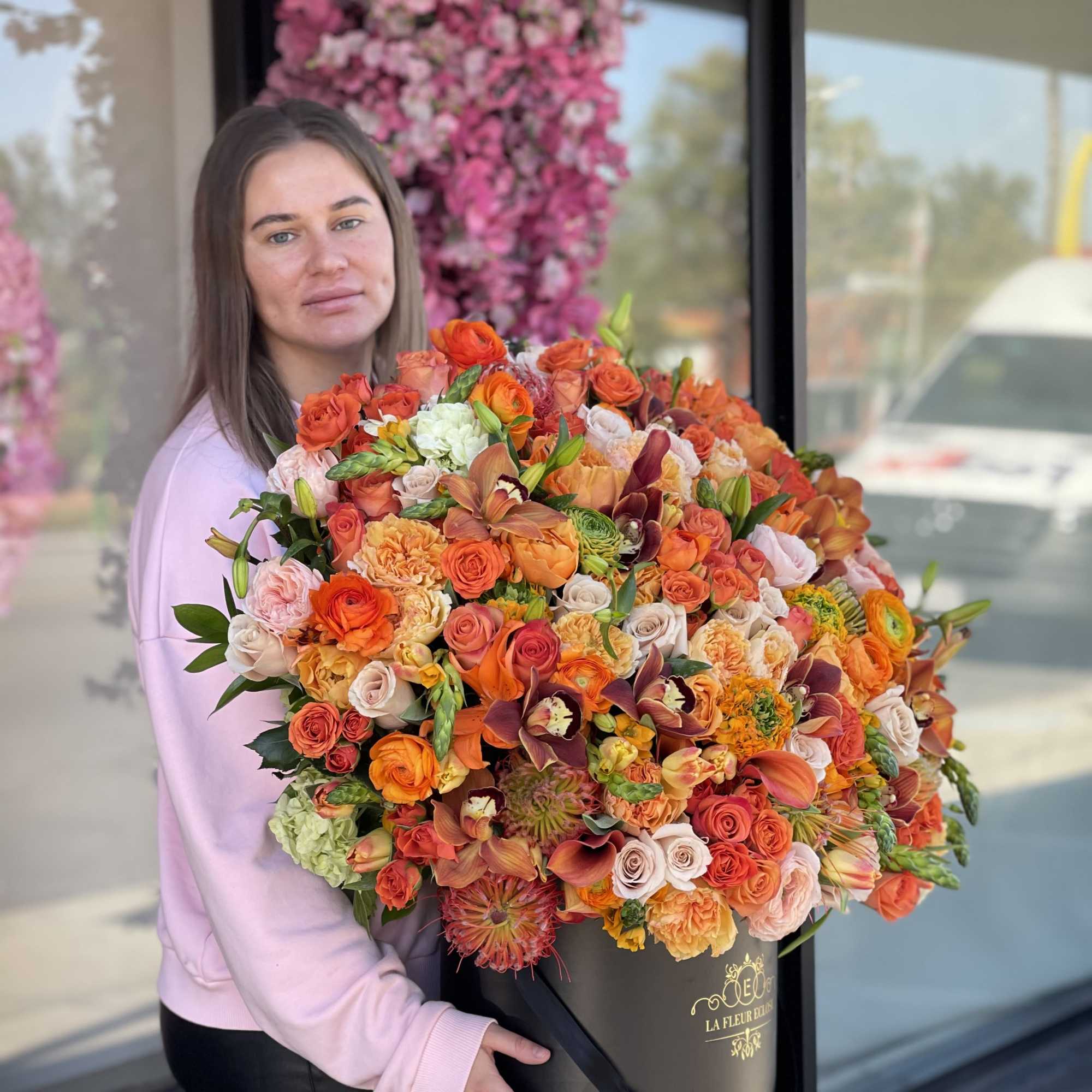 Huge oranges in our black large box Huge oranges in our black large box