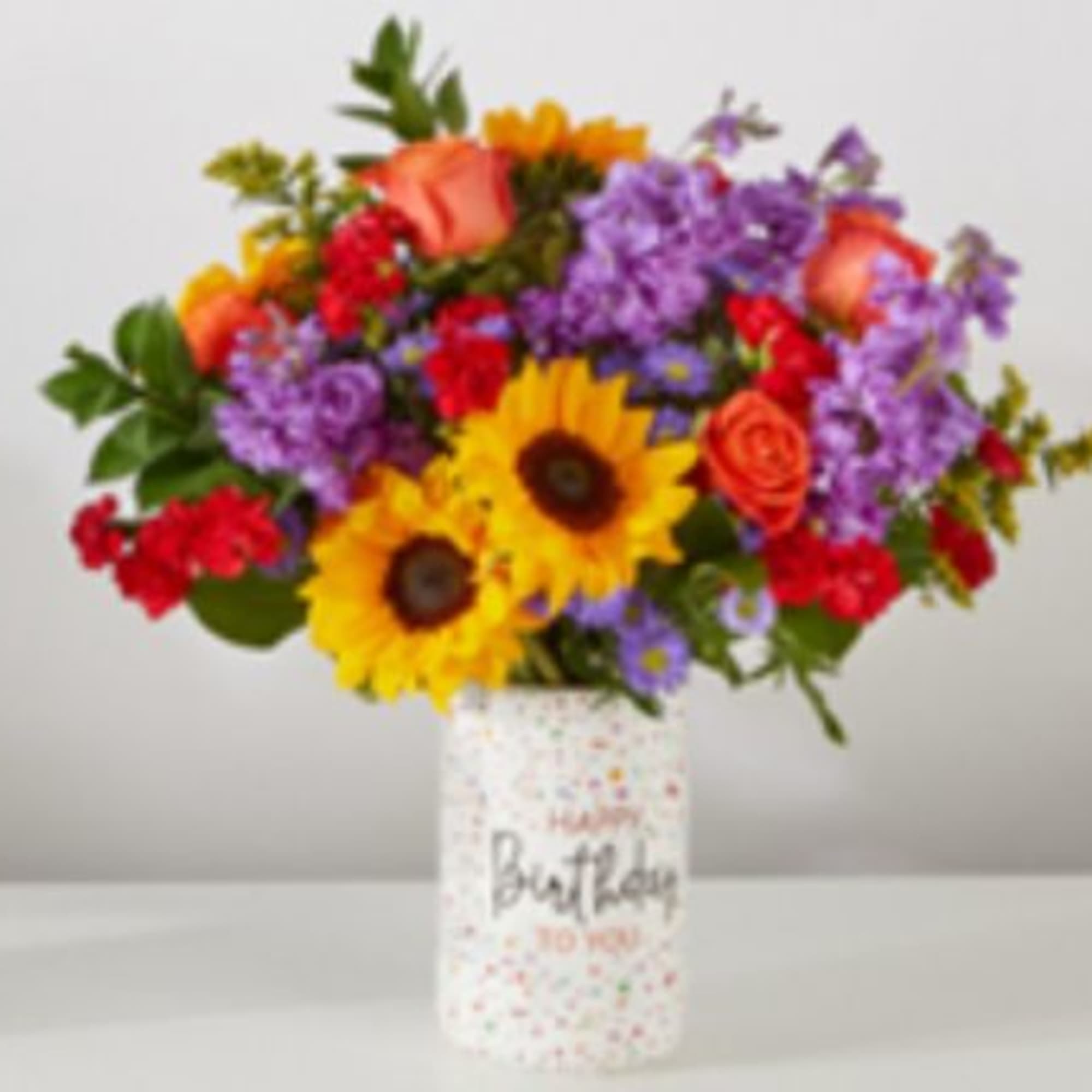 Nothing says Happy Birthday like this lovely vase filled with Bright and Nothing says Happy Birthday like this lovely vase filled with Bright and