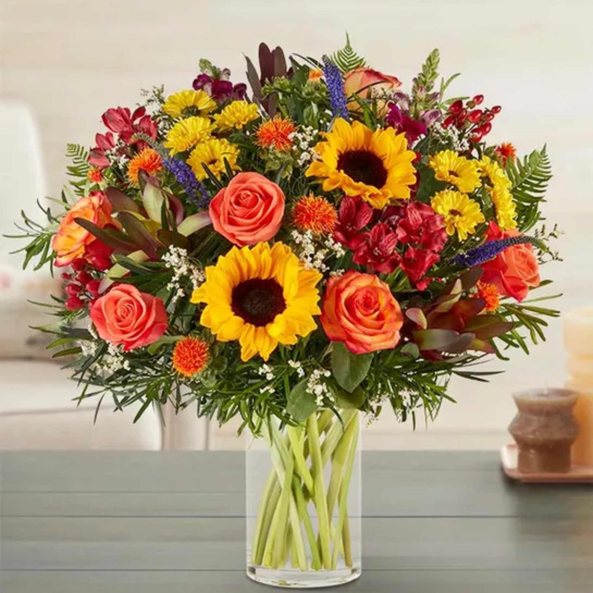 Our charming autumn bouquet showcases the season&rsquo;s striking textures and colors. A
