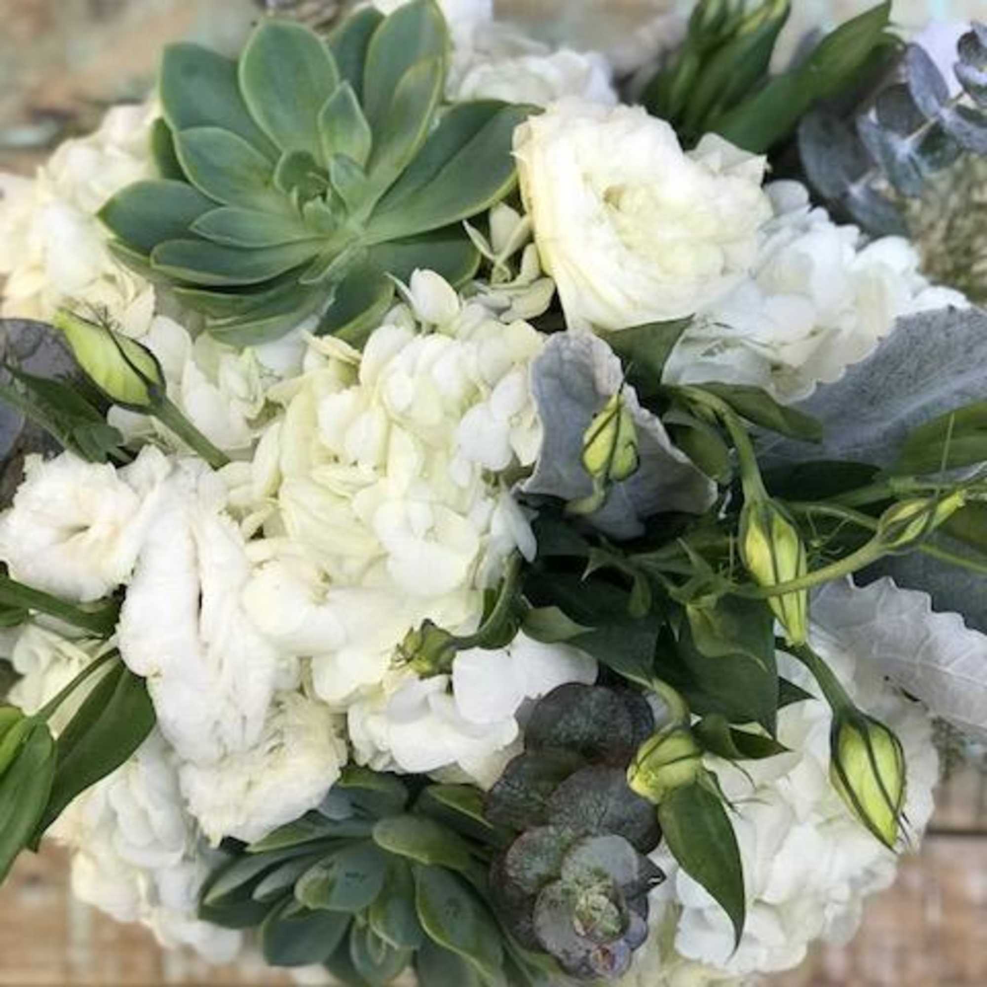 Cool, crisp white blooms with shades of green keep it fresh and