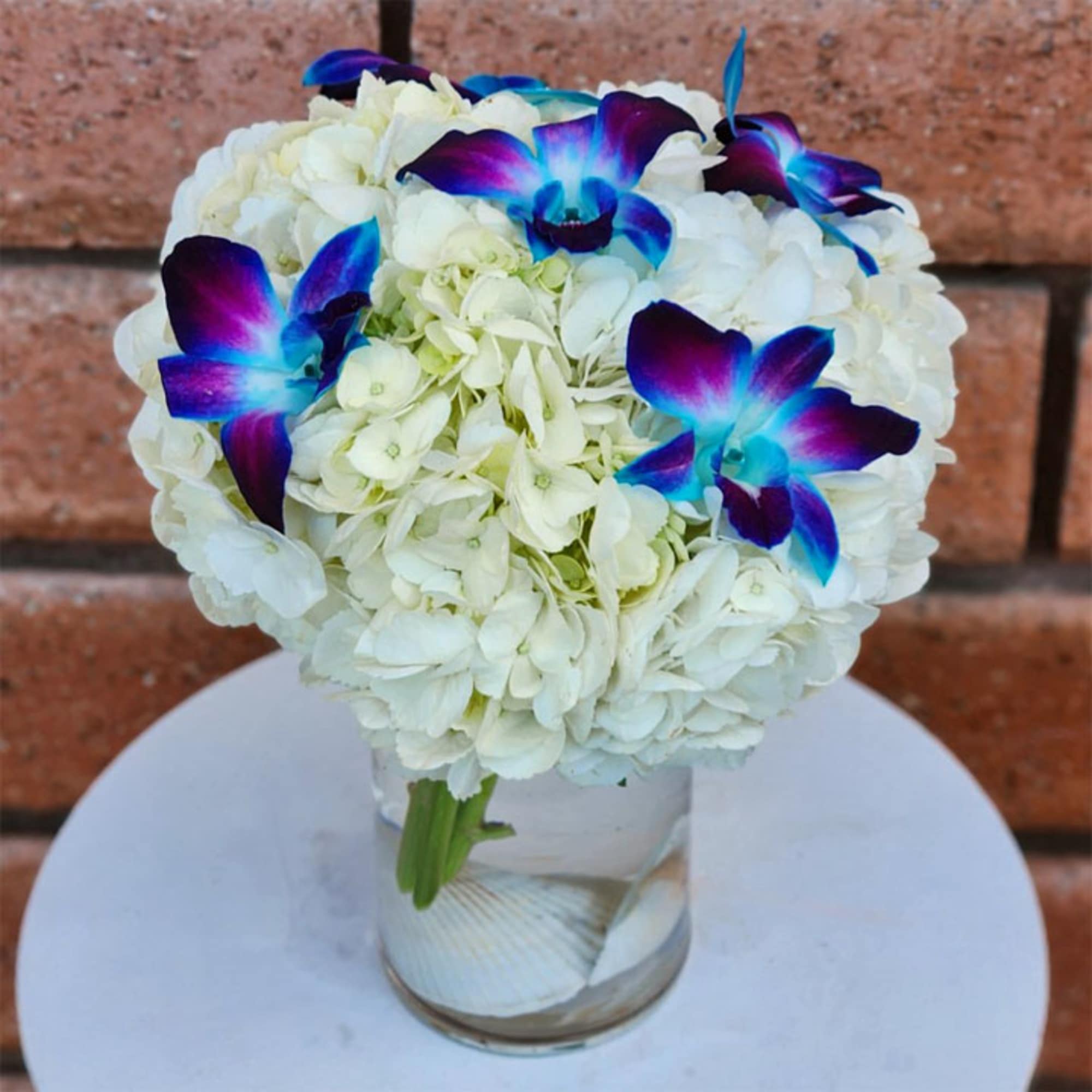 Seaside Floral Arrangement &ndash; Hydrangeas &amp; Blue Orchids

Bring the calming beauty of