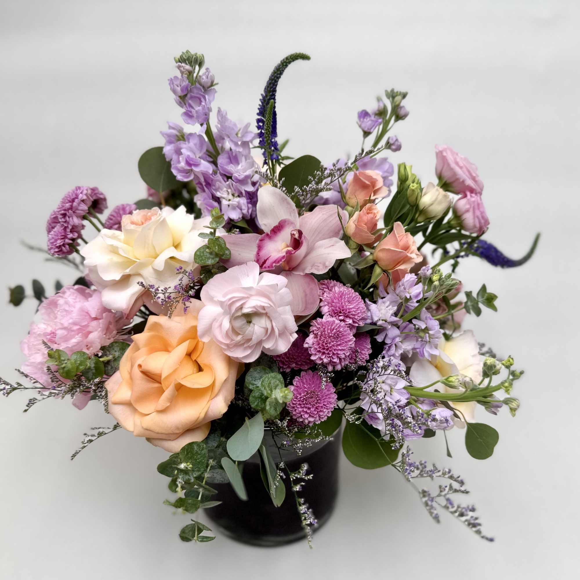 Delightfully enchanting is our Fairy Castle arrangement! Soft pink, peach and purple