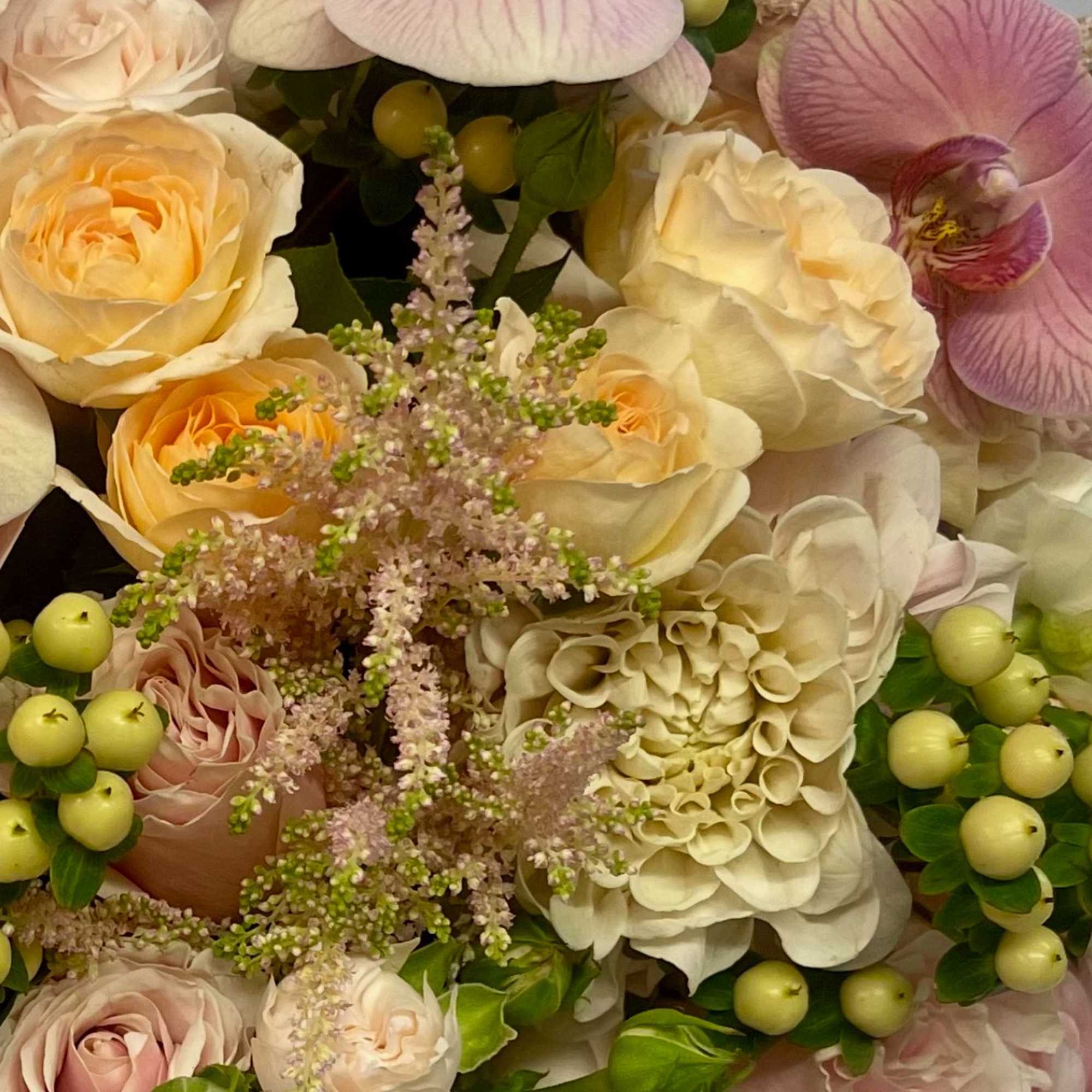
Step into a world of soft beauty with our Blush Serenity arrangement