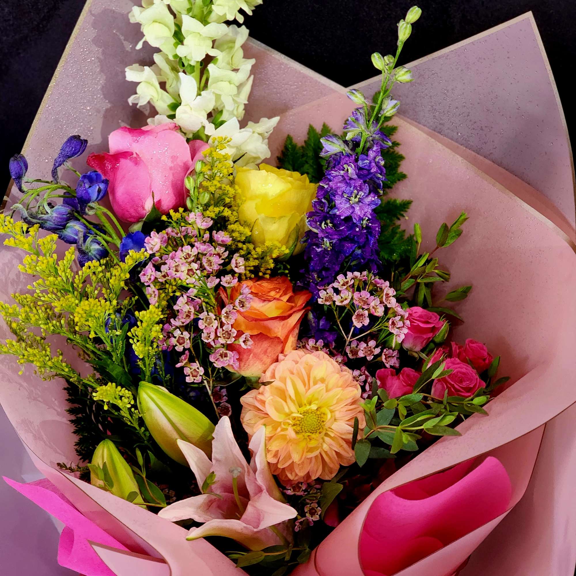 When you have enough vases at home....send a wrapped bouquet of seasonal