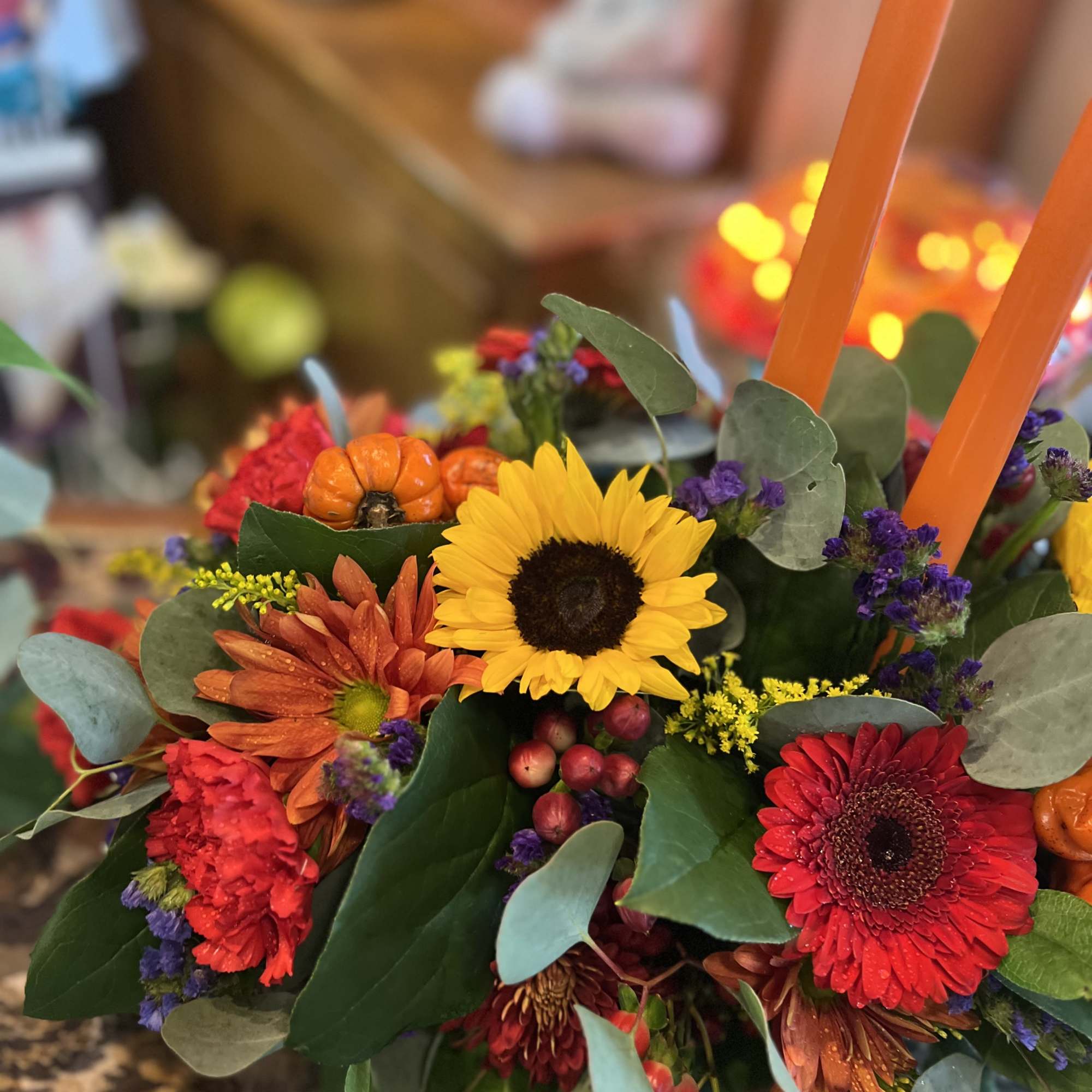 An assortment of warm fall blooms perfect to garnish your table during