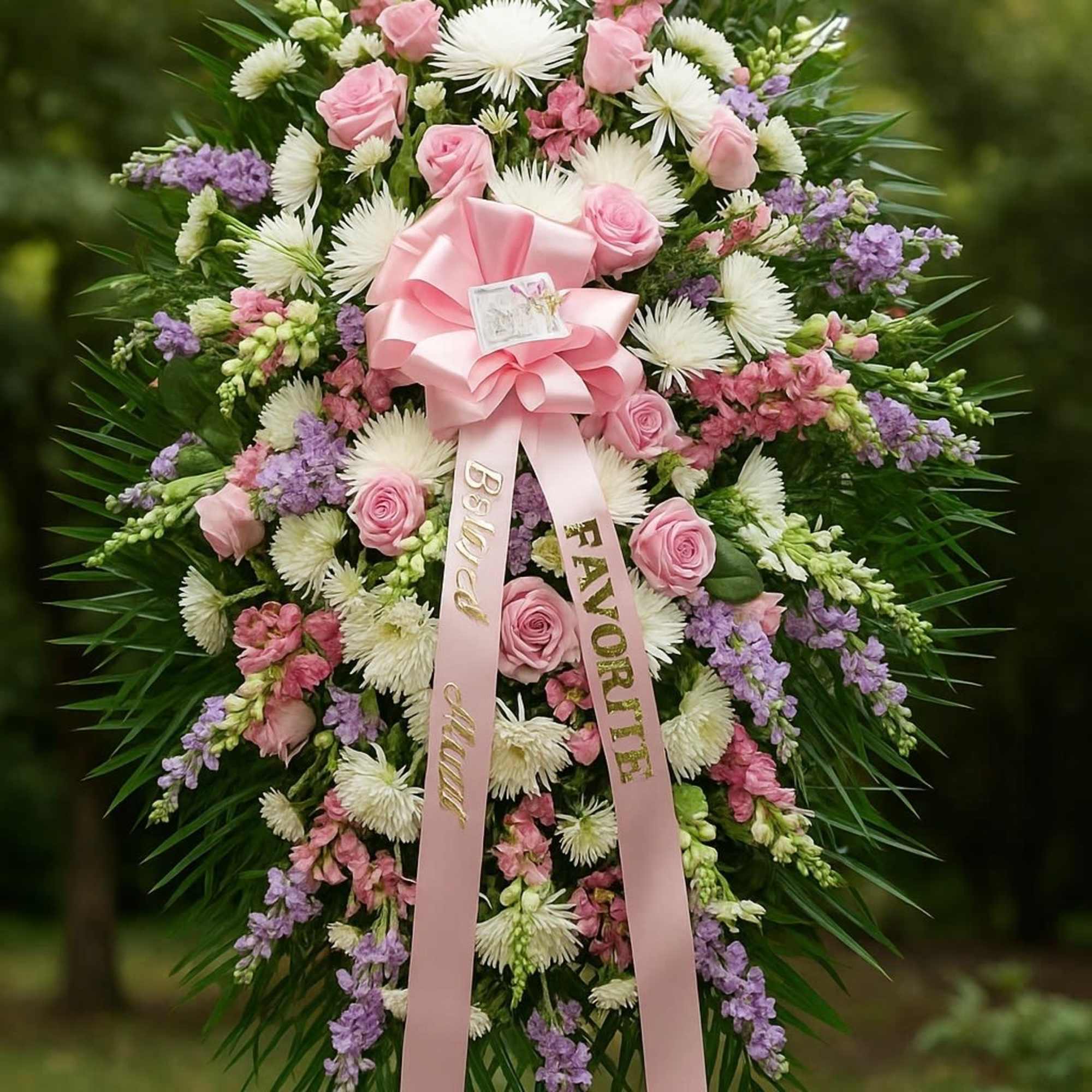 Standing spray white, pinks in Brooklyn, NY | Edvin's Floral