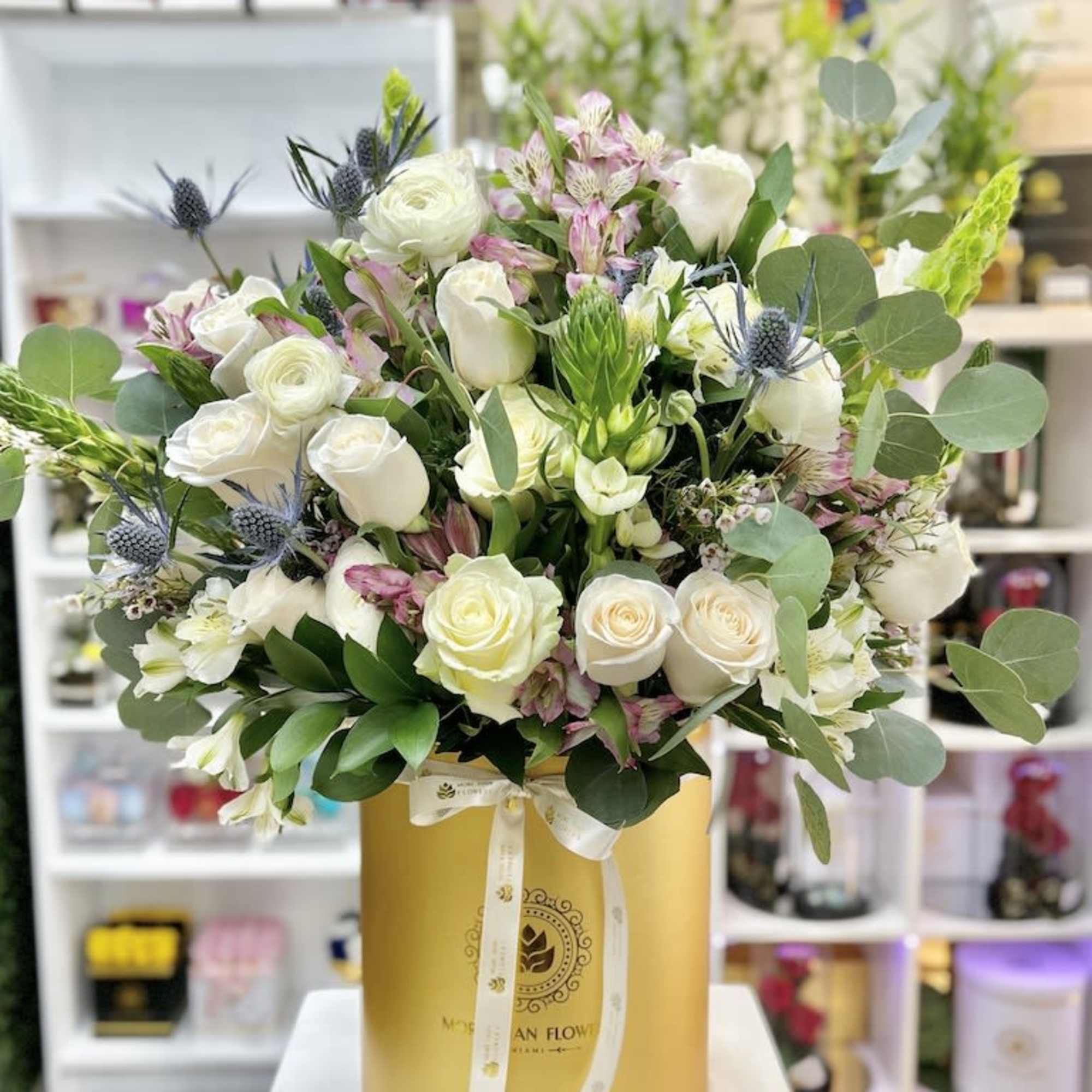 The Duchess Flower Box: Go Royal! Assorted Roses and Baby Roses in