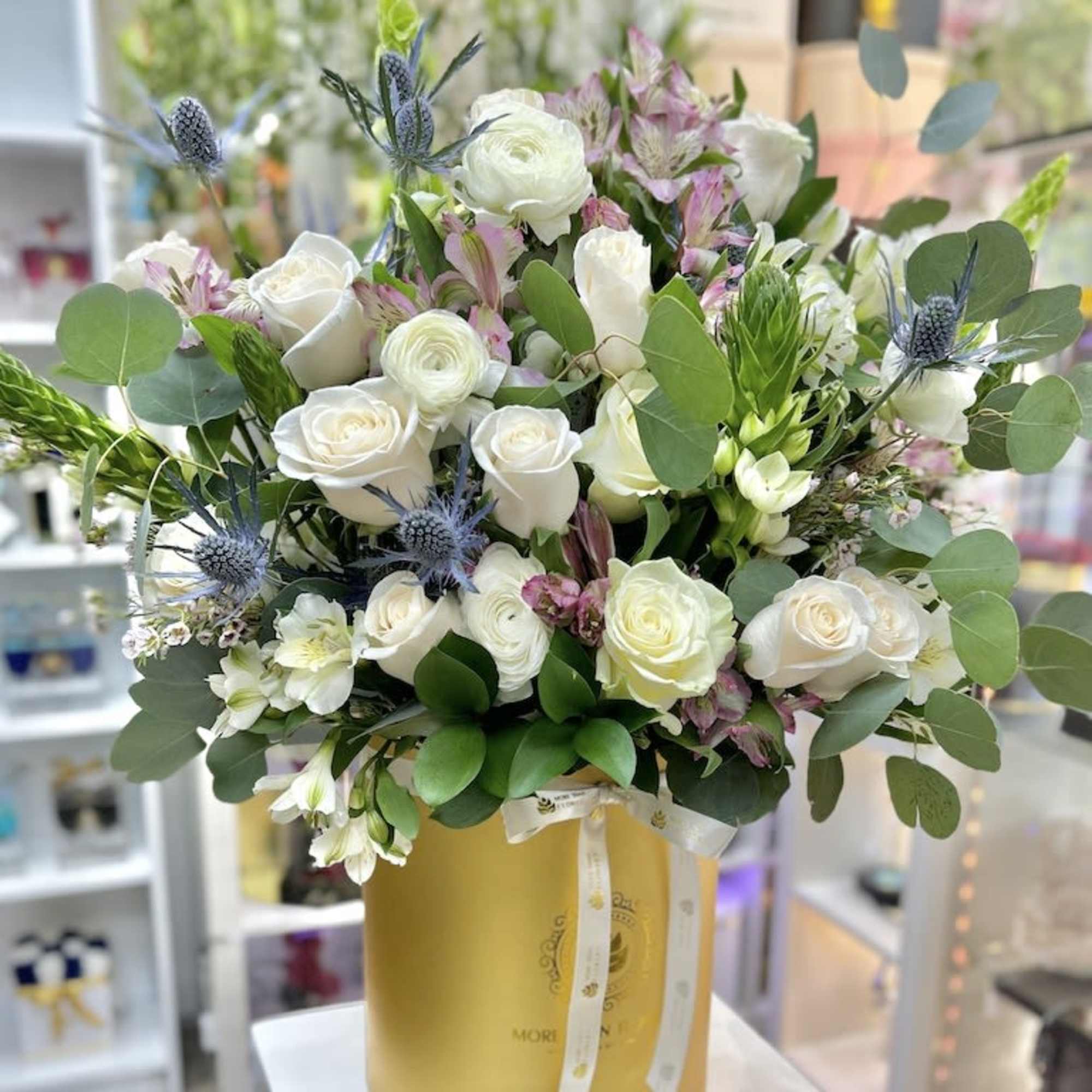 The Duchess Flower Box: Go Royal! Assorted Roses and Baby Roses in