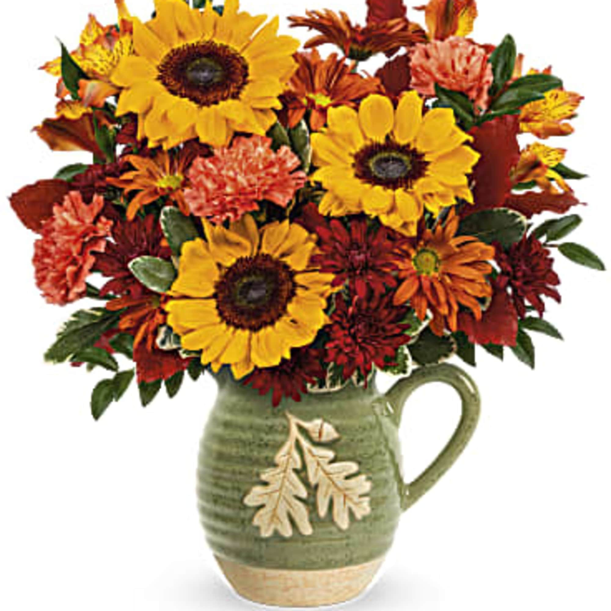 Autumn Acorn Bouquet is bursting with fall flowers like sunflowers, carnations, and Autumn Acorn Bouquet is bursting with fall flowers like sunflowers, carnations, and