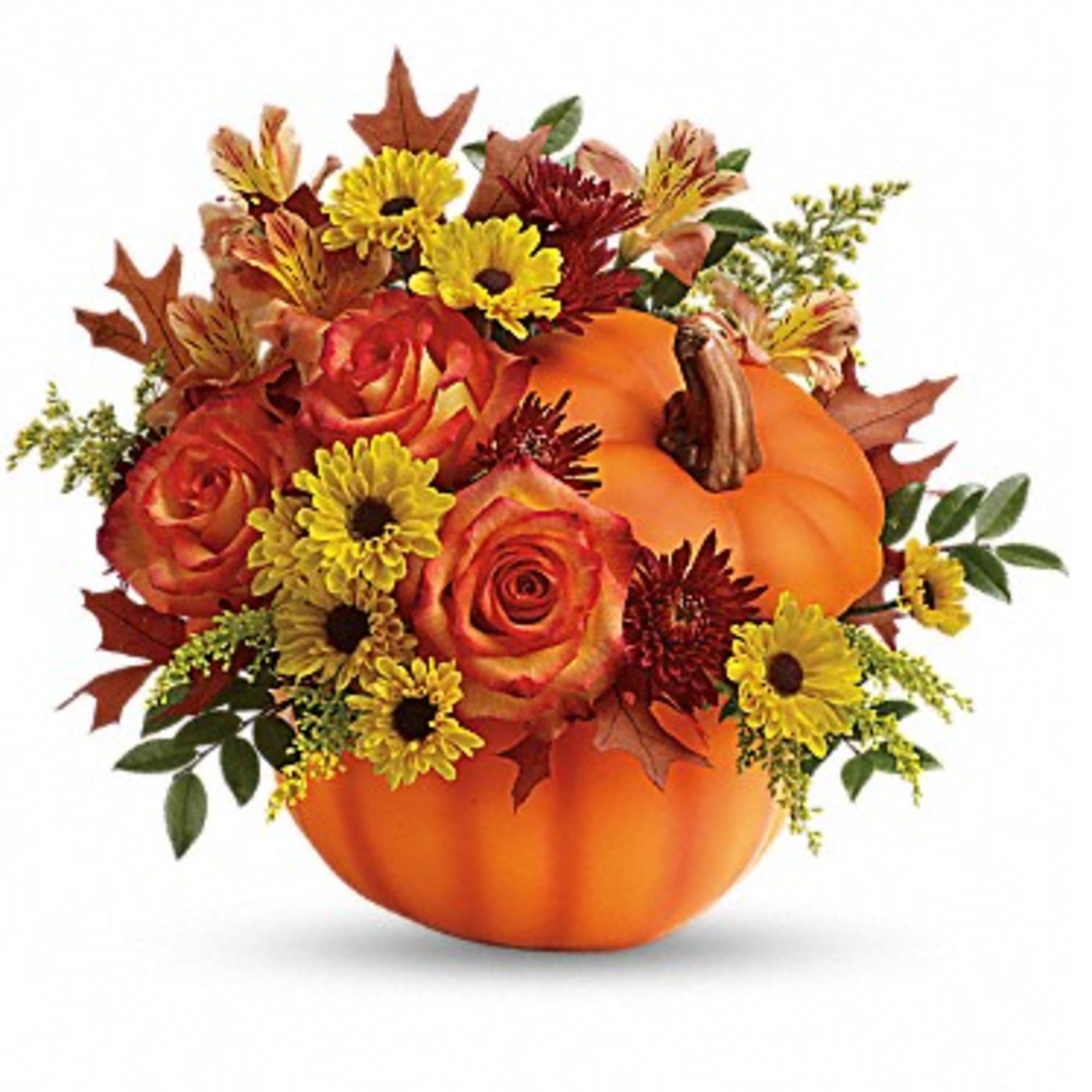 Celebrate the beauty of fall with this colorful, heartwarming mix of roses