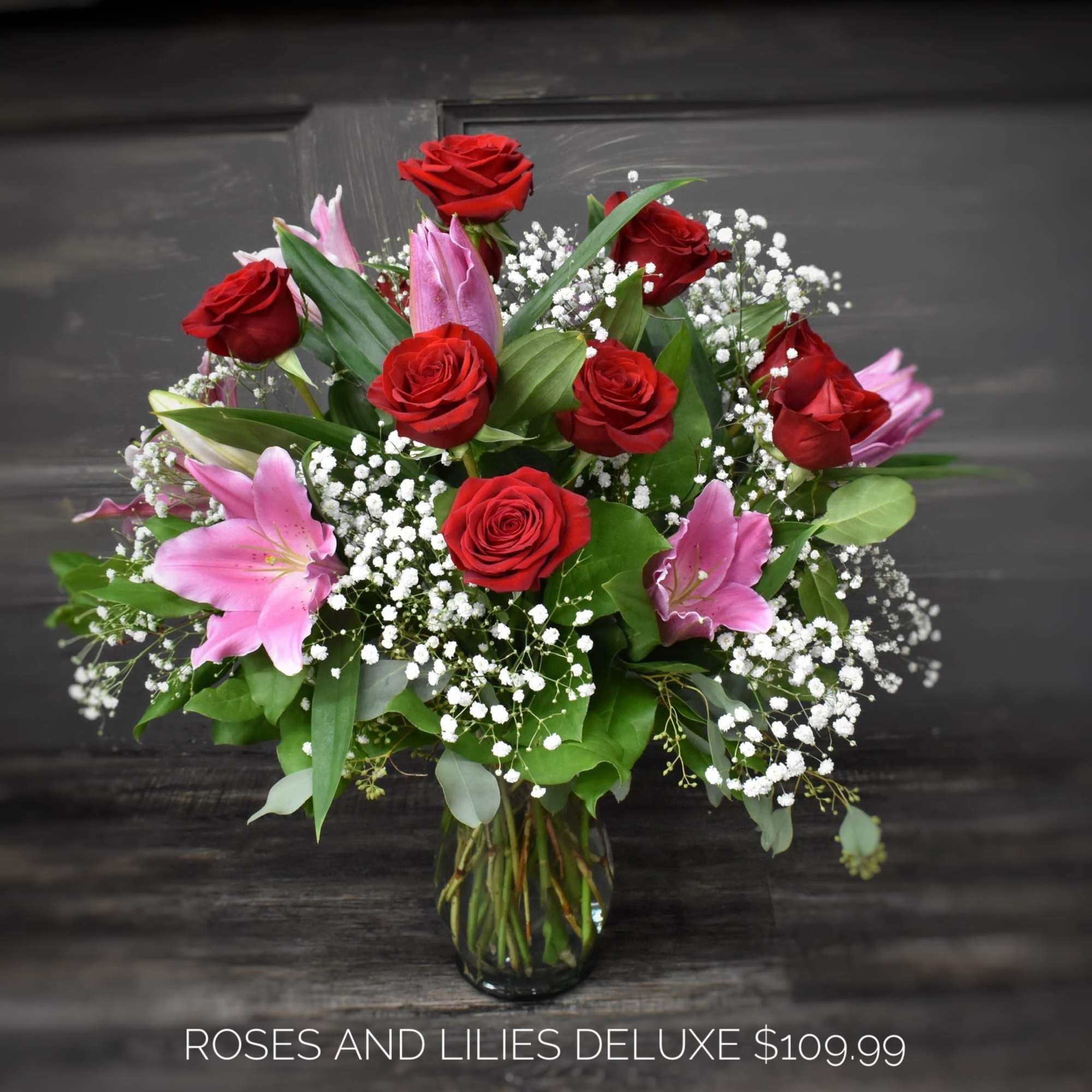 One of our most popular designs, this bouquet is designed in a One of our most popular designs, this bouquet is designed in a