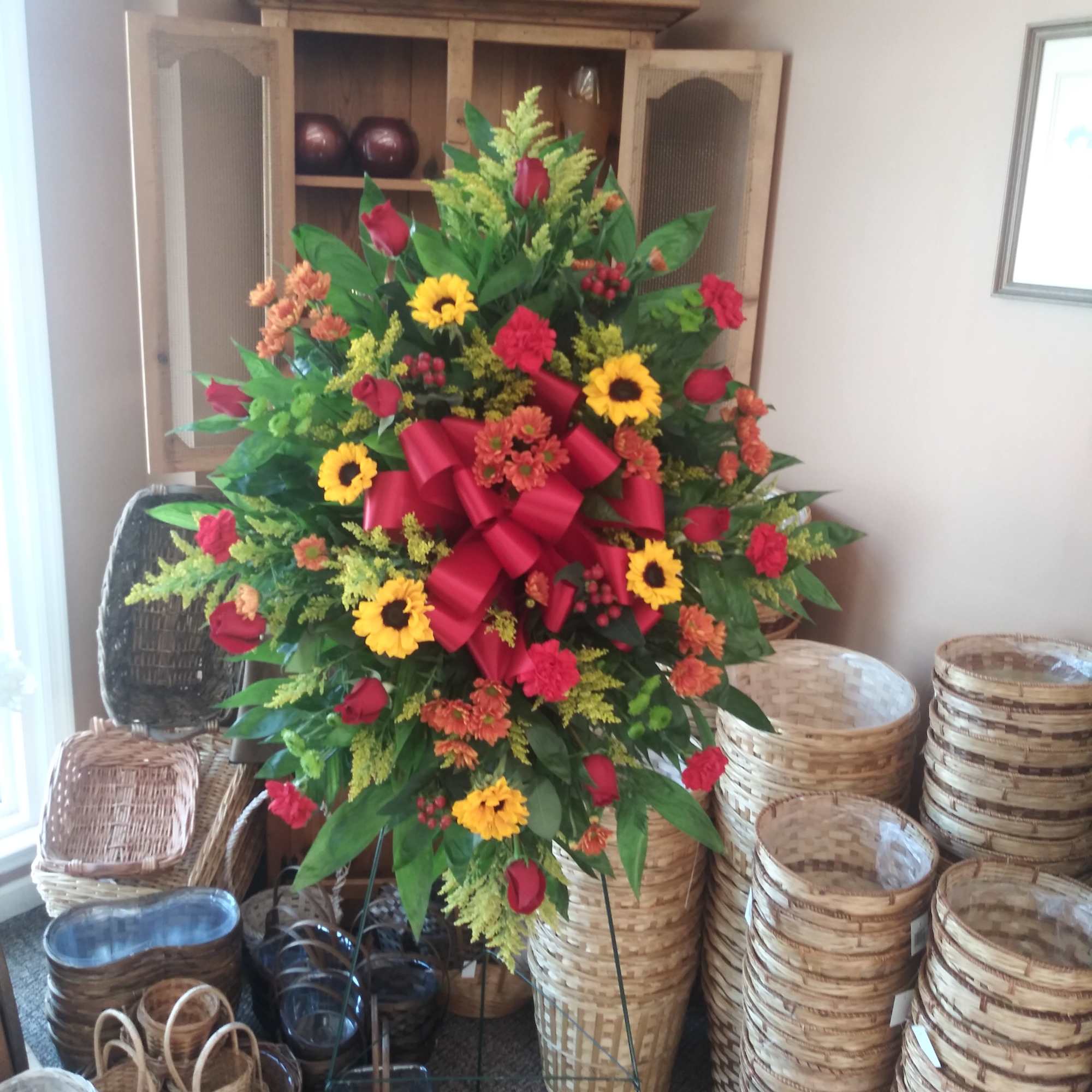 Fall Sympathy Tribute.Fall colors on 54&quot; Easel Stand