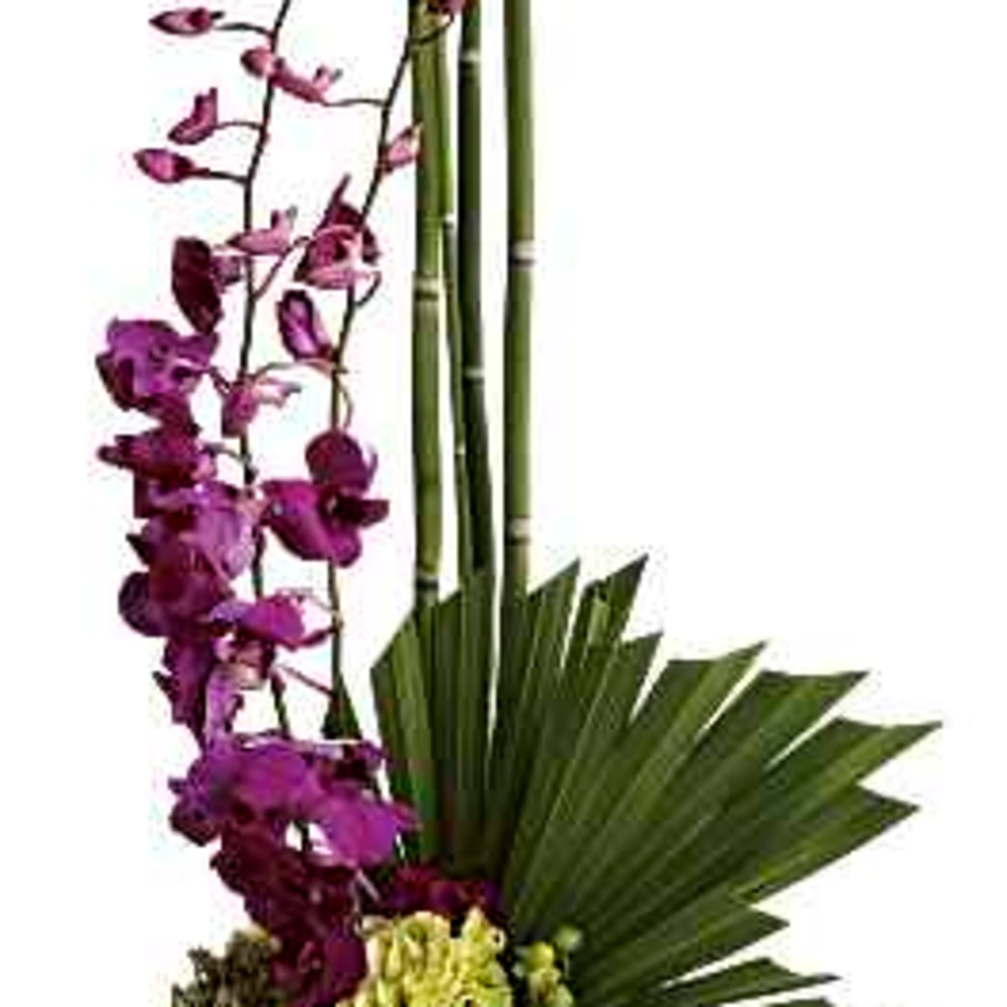 Artistry, indeed. Looking more like modern sculpture than a floral arrangement, this