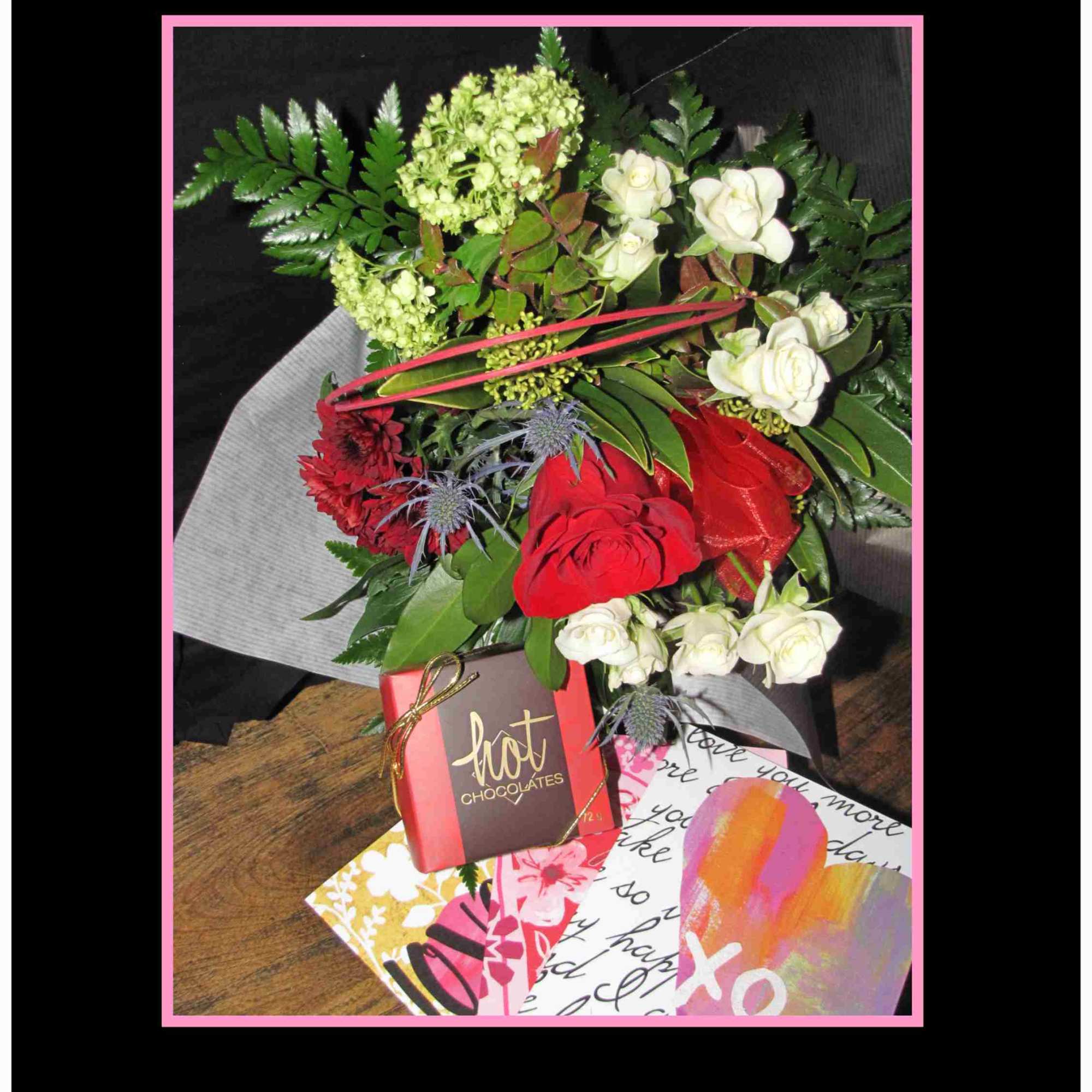 For the Love of It! Chocolates, Flowers and a Greeting Card. Let