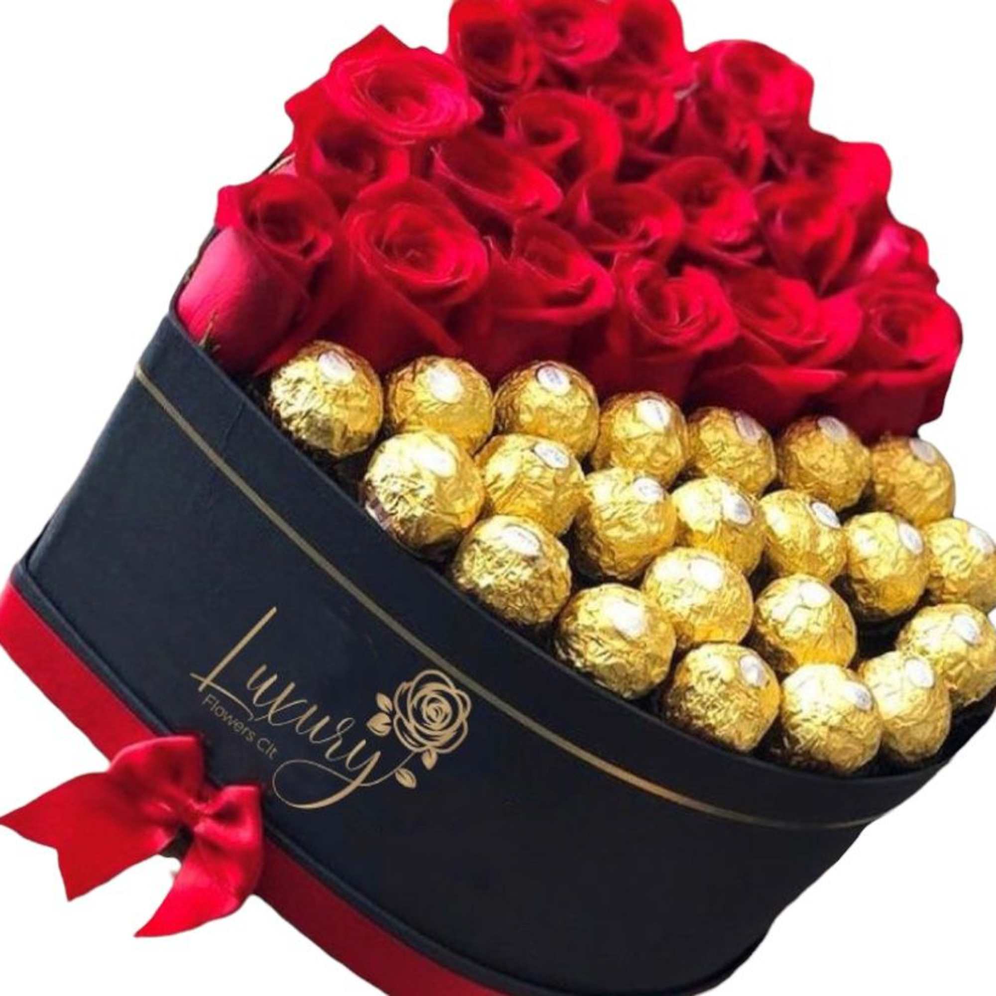 Chocolate Romance Boxes is an exclusive design of fresh red roses and