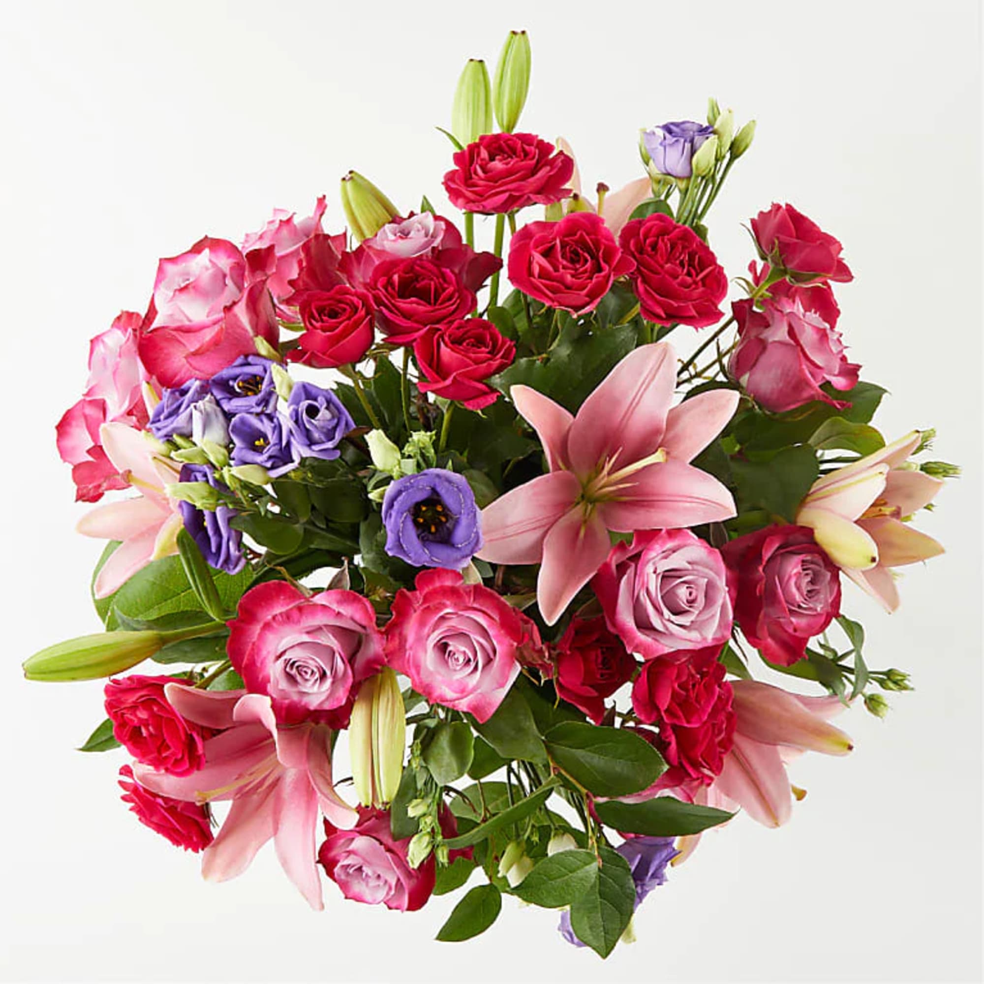 Flowers Deluxe along fine foliage.
Clear Glass
All Occasion

Place your Order Online Monday to