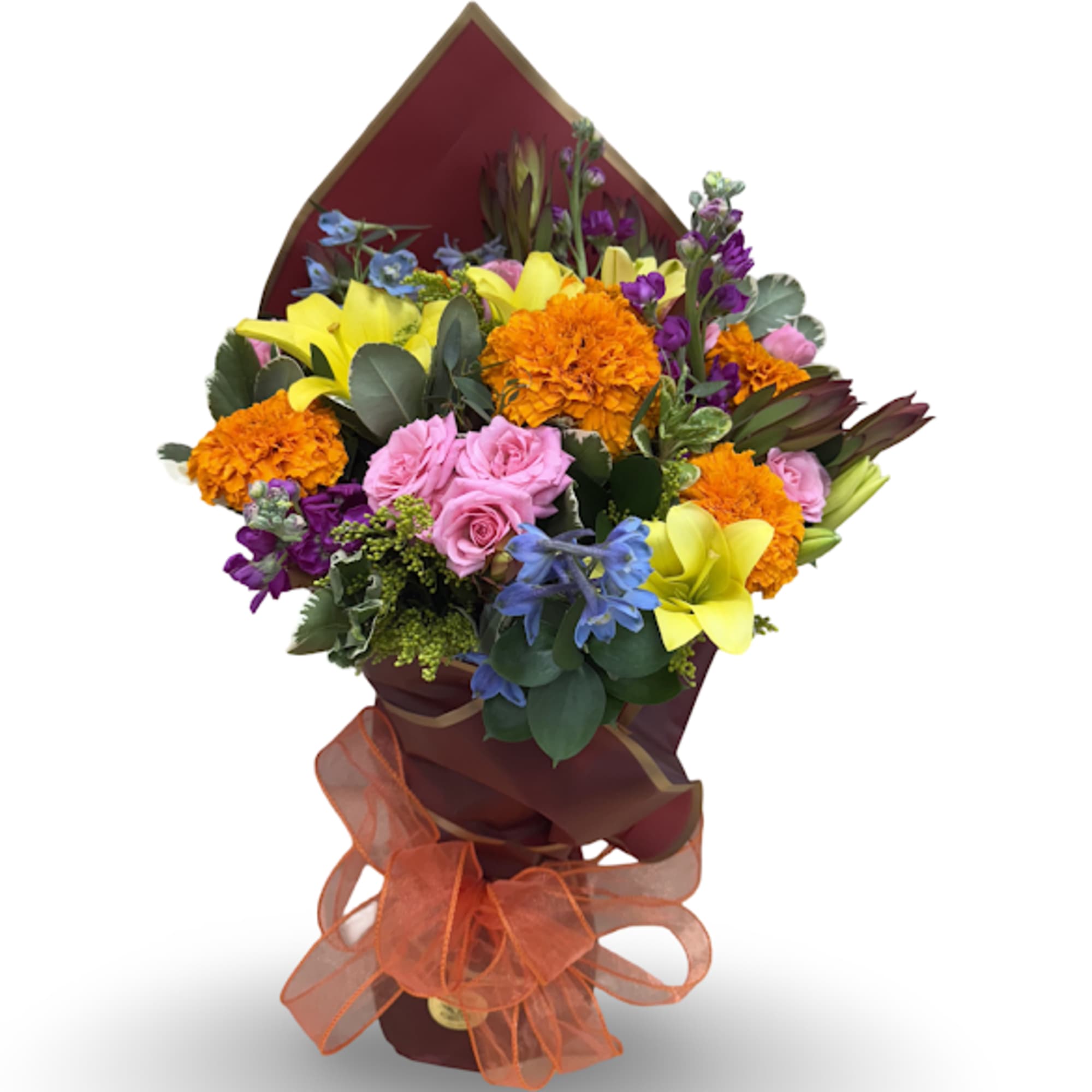 Celebrate life&rsquo;s vibrant moments with Blooming Fiesta, a joyful hand-tied bouquet designed