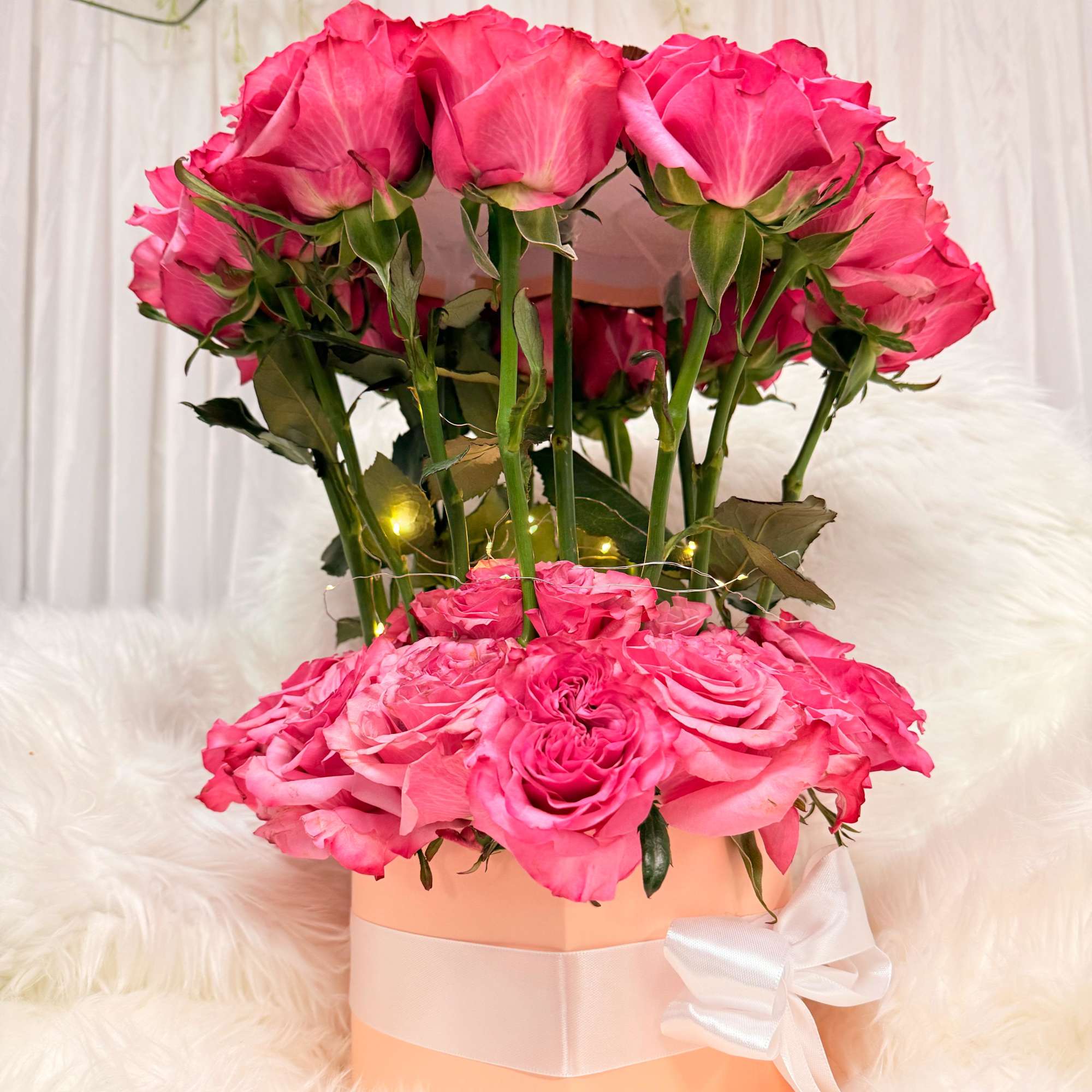 A tender heart-shaped arrangement overflowing with lush pink roses, symbolizing sweetness, affection A tender heart-shaped arrangement overflowing with lush pink roses, symbolizing sweetness, affection