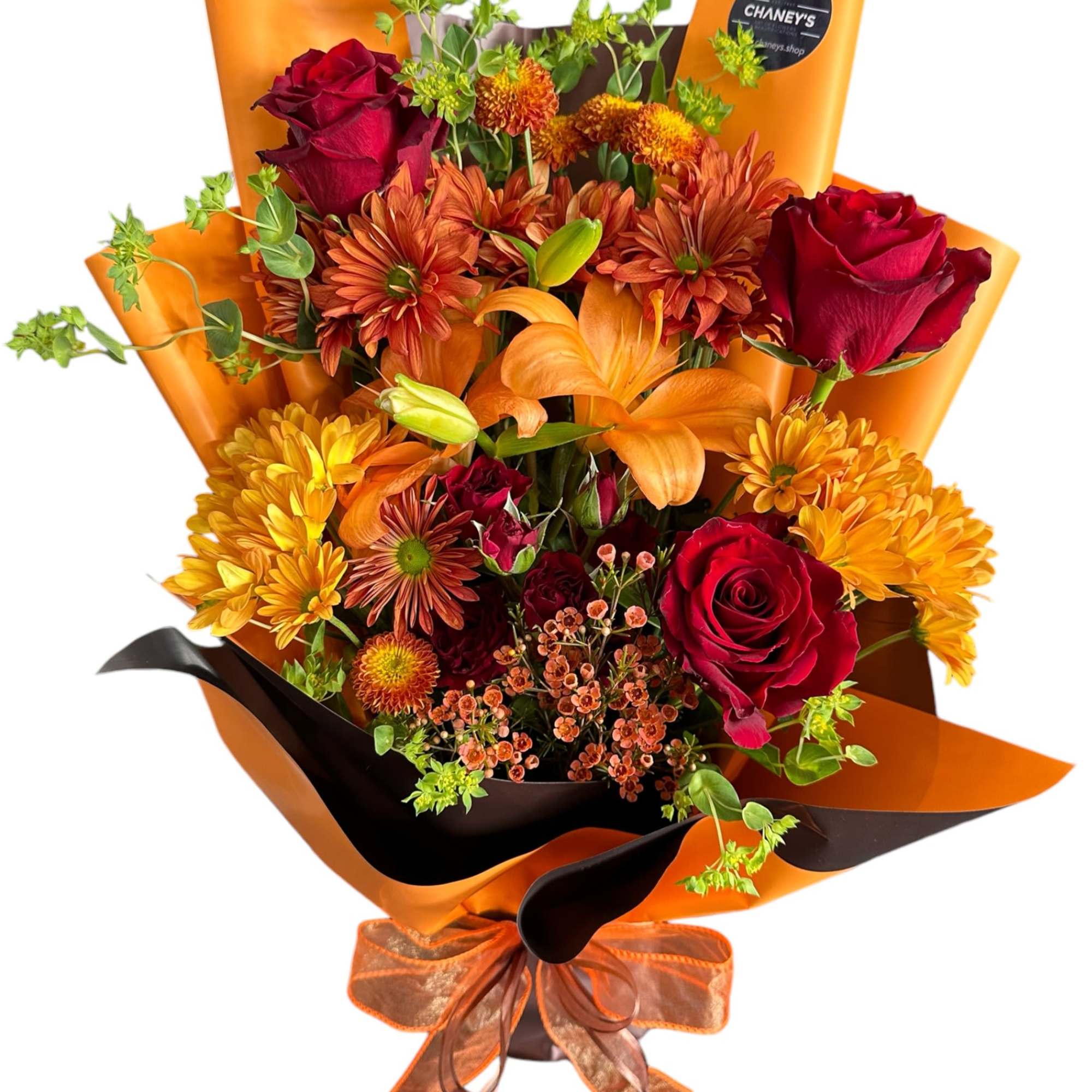Beautiful fall wrap in fall colors. An eyecatcher for everyone! (no vase Beautiful fall wrap in fall colors. An eyecatcher for everyone! (no vase