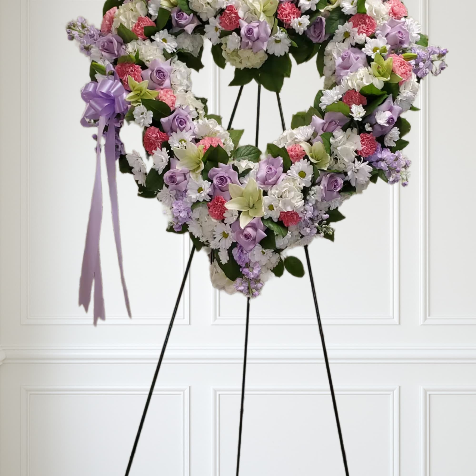 Lavender, pink  and white Open heart