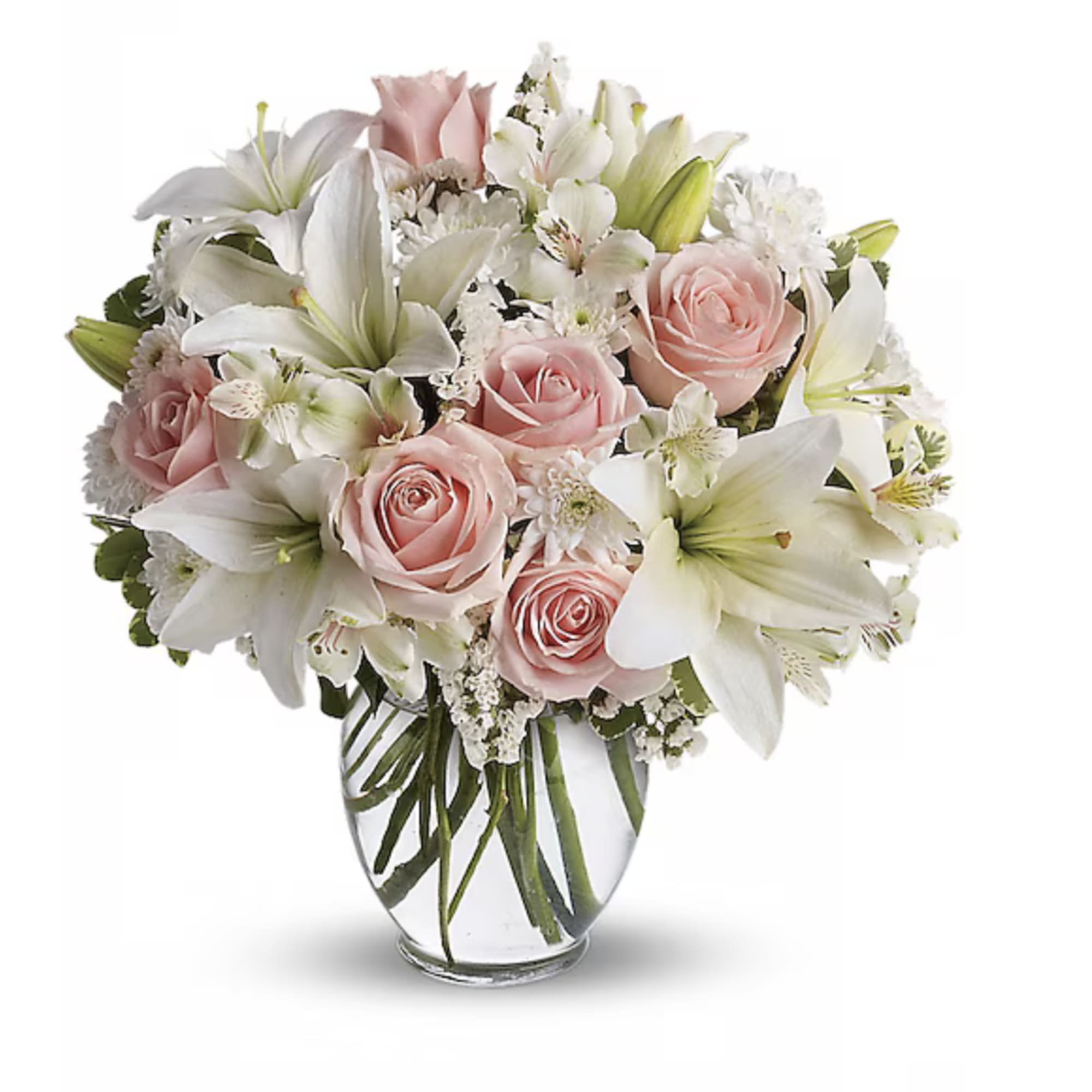 This is a timeless vase arrangement that speaks of grace and tenderness.