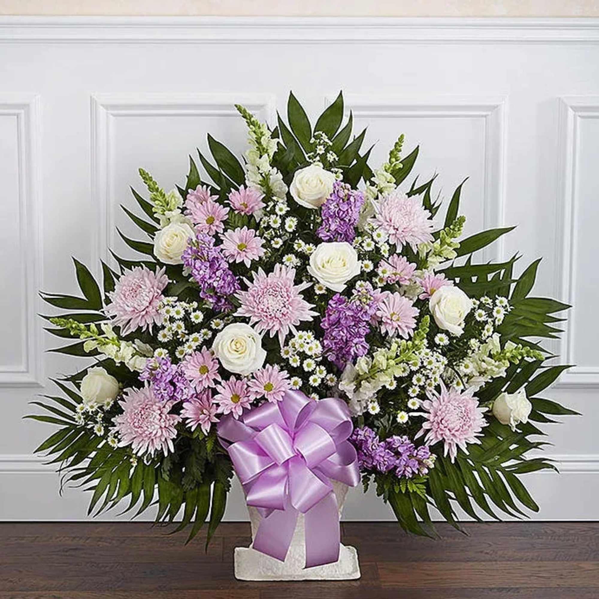 This soothing floor basket is a graceful expression of love and remembrance.