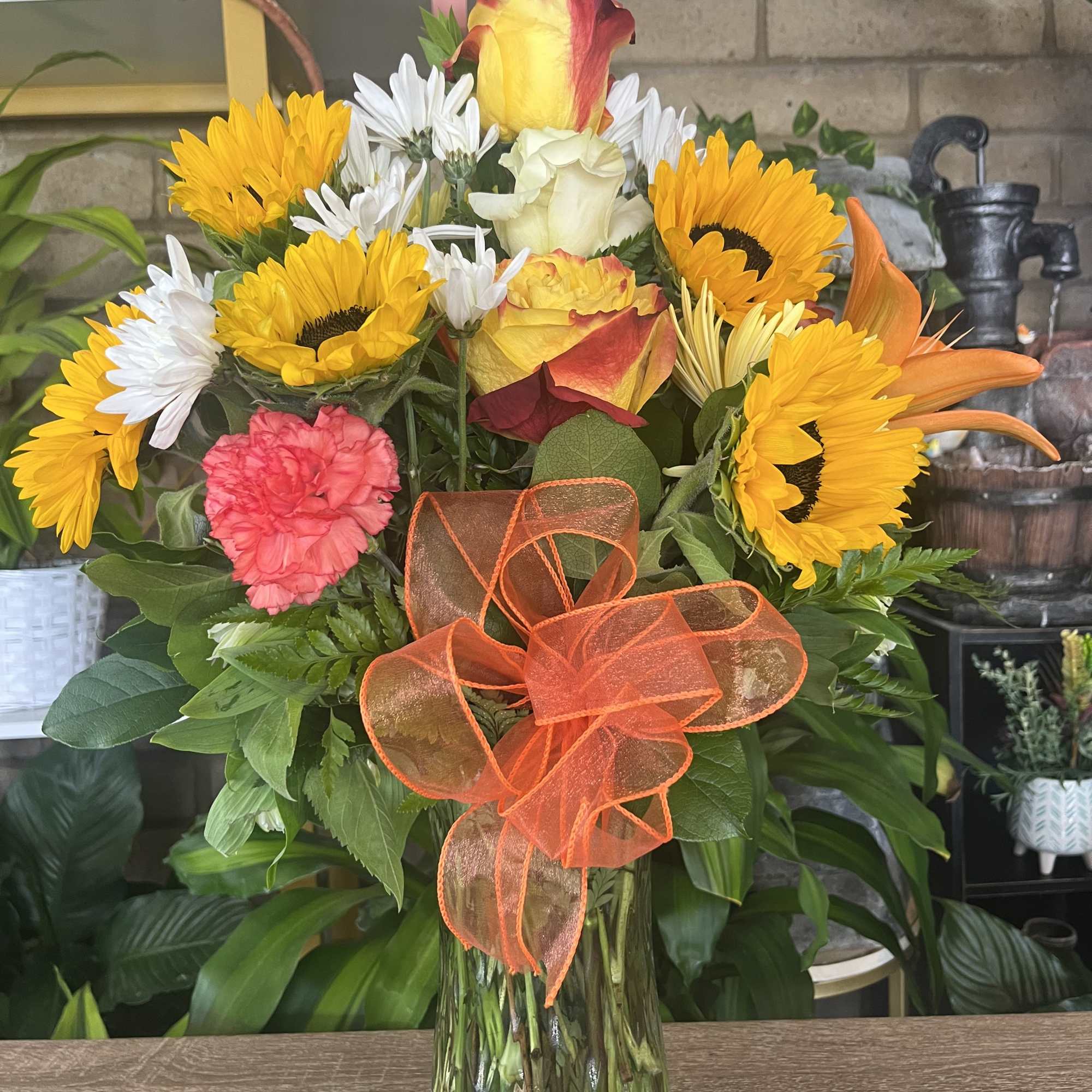 Fresh sunflowers /roses 