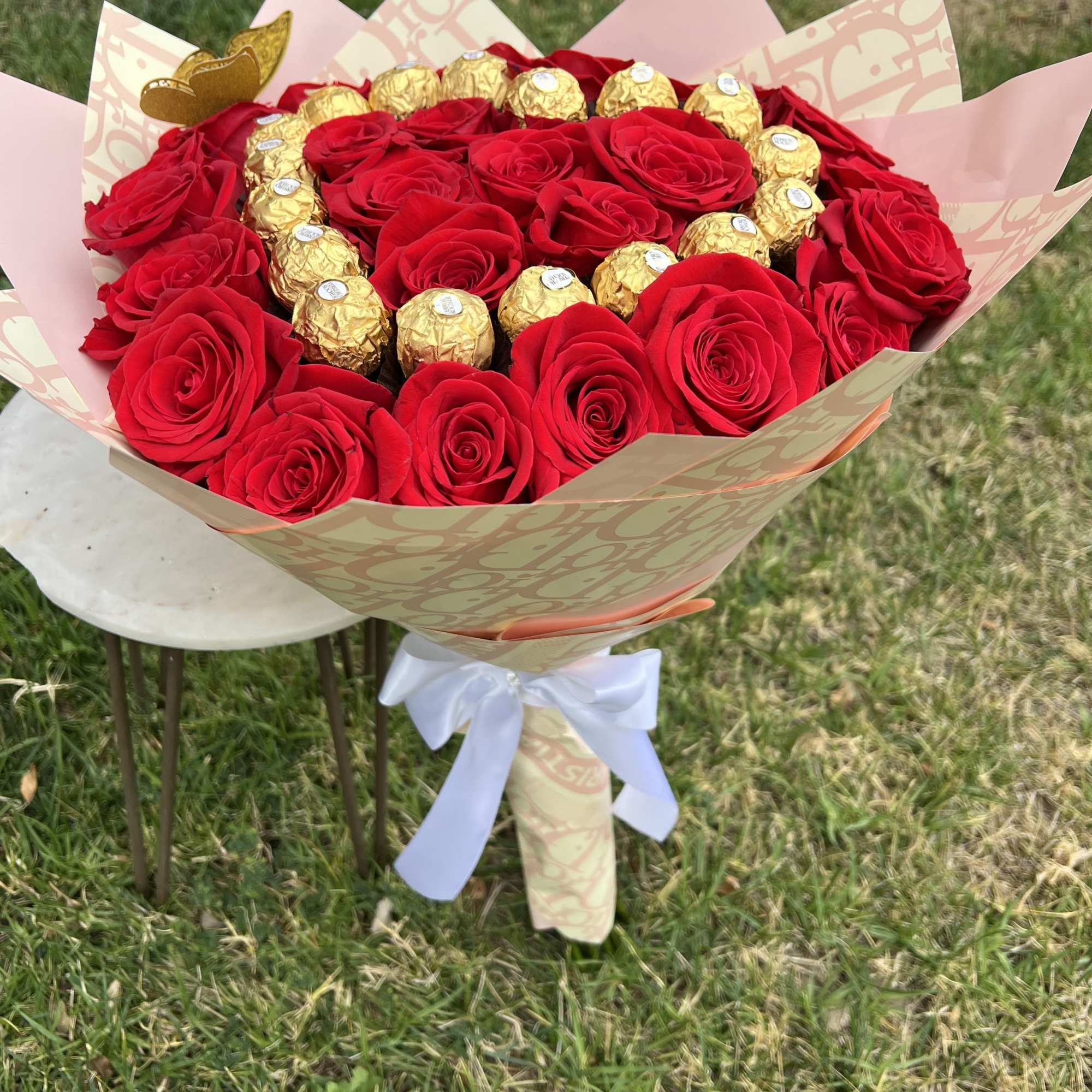 This is a stunning heart-shaped bouquet is perfect fusion of elegance and